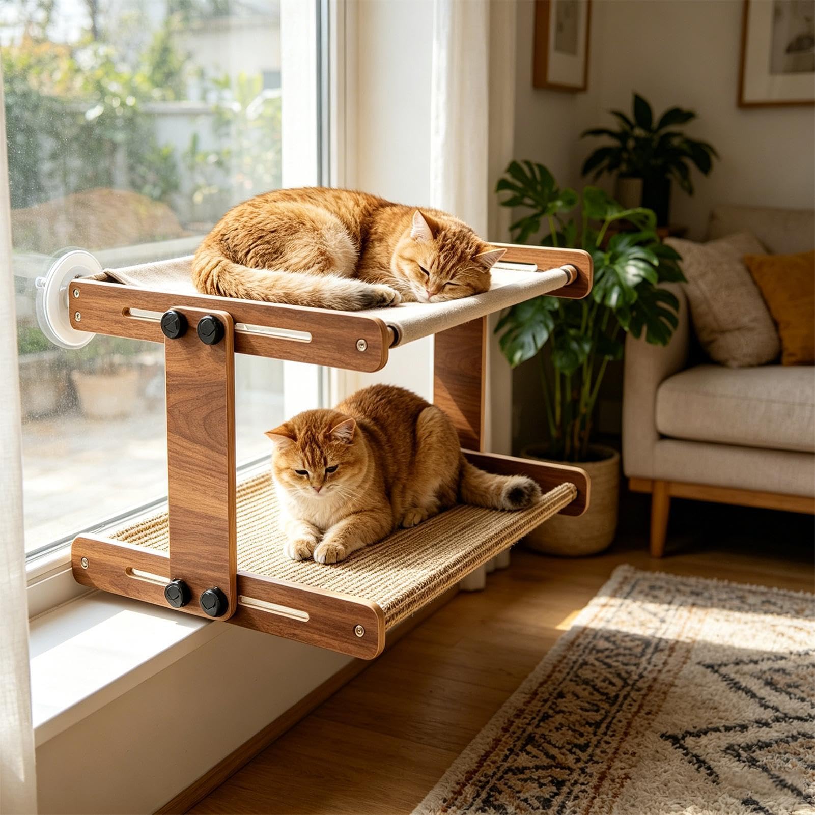 Amaca Finestra per Gatti Sedile a da sole | Mobili da parete per gatto regolabili in rete traspirante Appartamento, Balcone, Davanzale, Lato , Casa, e
