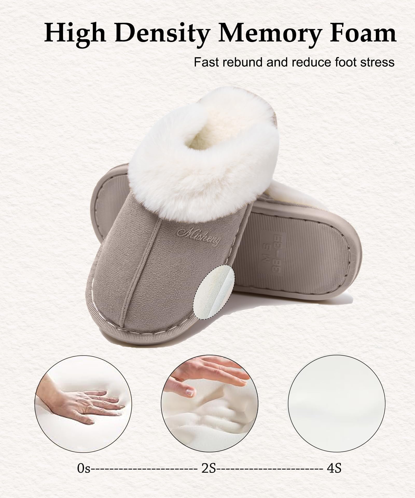 Pantofole Donna Uomo Invernali Peluche Ciabatte da Casa with Memory Foam Pelose Calde Comode Fluffy Antiscivolo Autunno Interno Esterno