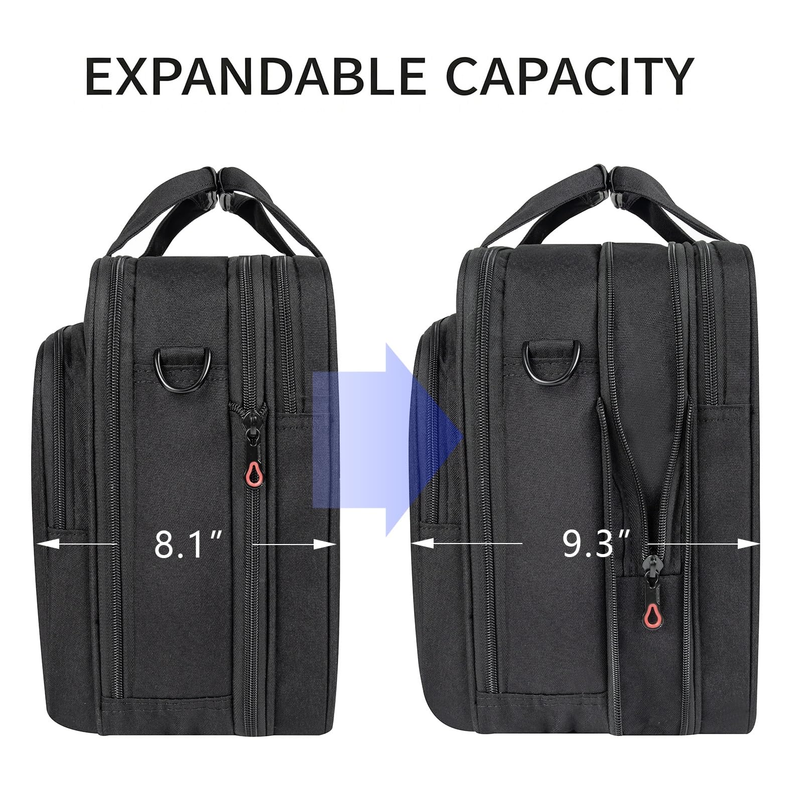EMPSIGN Borsa porta PC stilosa cartella, custodia per PC 17,3 pollici espandibile a tracolla per uomo idrorepellente, borsa a tracolla da ufficio per lavoro e viaggio d’affari - nera/rossa