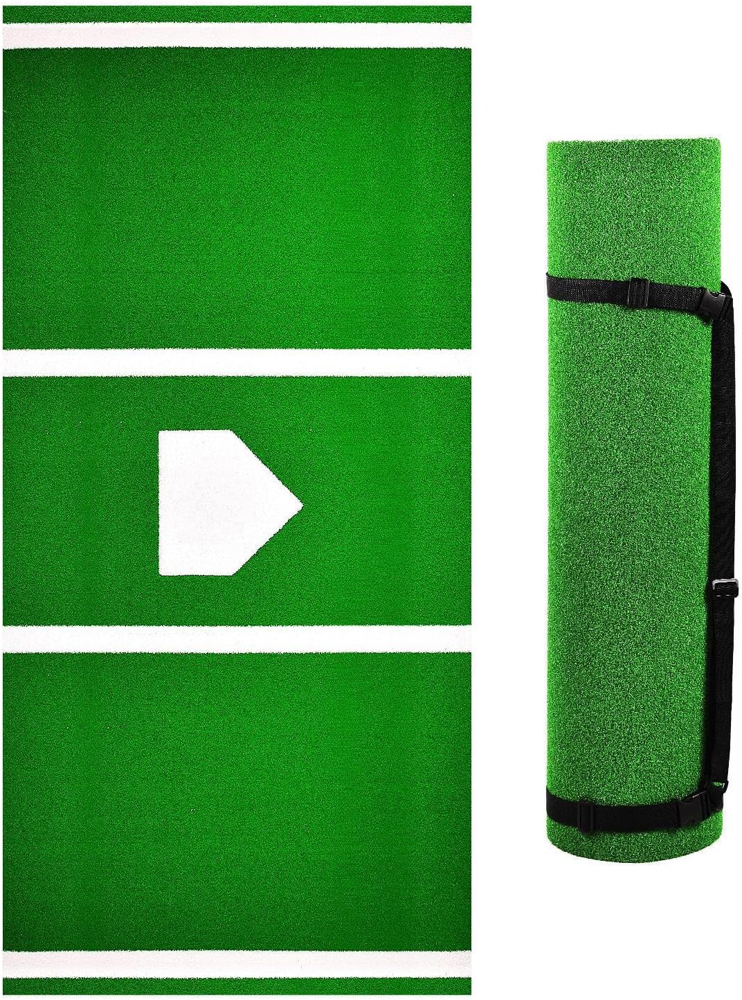 Baseball Turf - Portable Turf Training Mat - 10X3.8 Ft Baseball Turf with Home Plate, Anti-Slip Turf Batters Box Mat for Indoor Outdoor Use