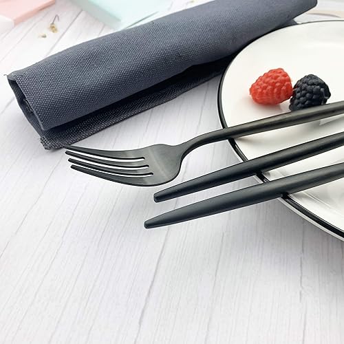 Miniatura 5 de JASHII Utensilios portátiles, juego de cubiertos de viaje y campamento, 7 piezas de cubiertos de acero inoxidable 304, incluye cuchillo, tenedor,