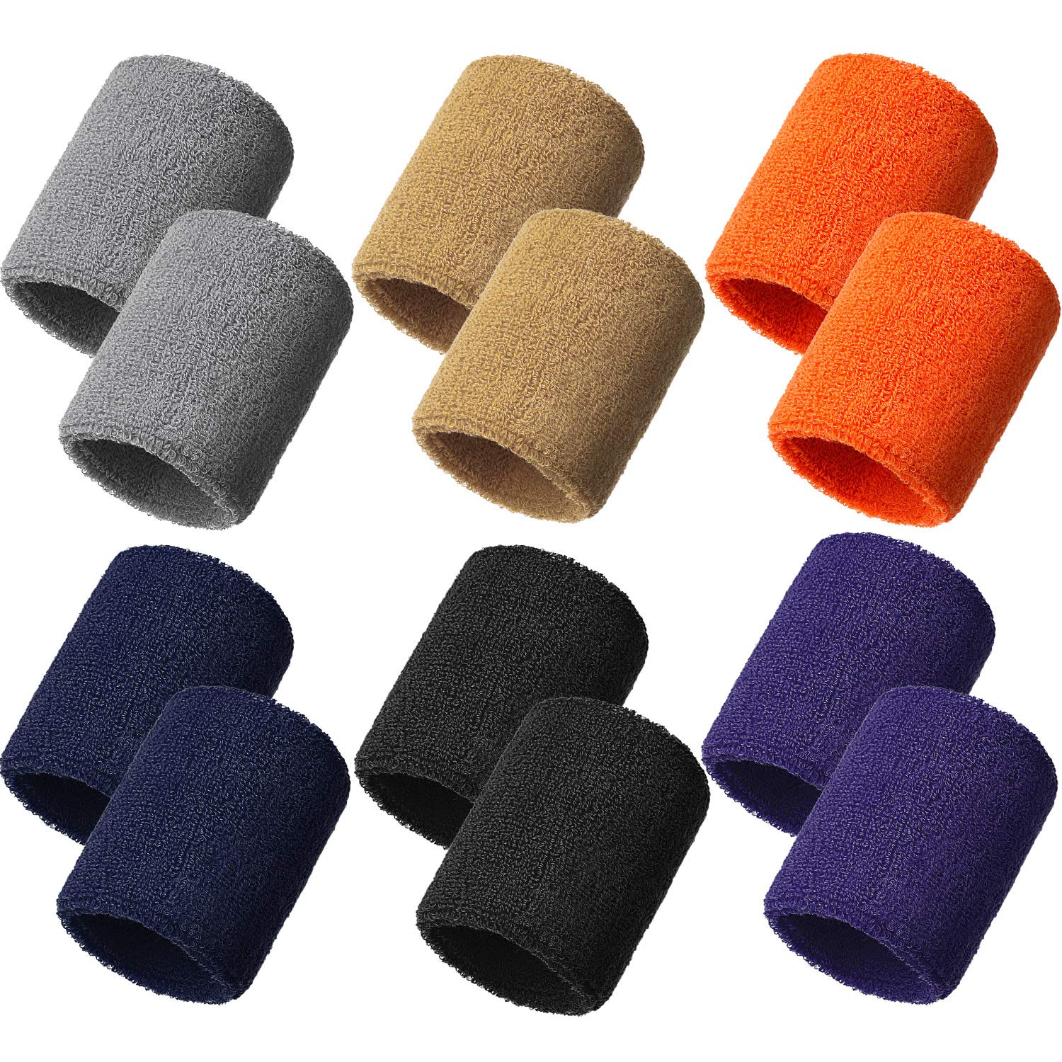 Bememo 12 Pack Striped Sweatbands Wrist Sports Wristband Cotton Wrist Band Sweat Band for Men and Women, Good for Tennis, Basketball, Running, Gym, Working Out