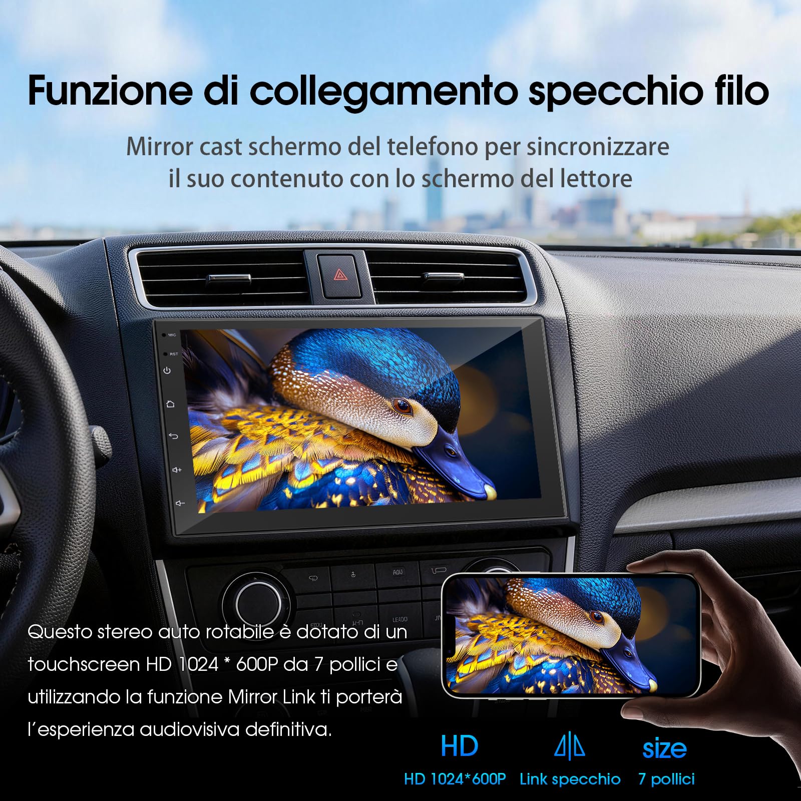 Haudio Autoradio 2 Din da 7 Pollici con Wireless CarPlay e Android Auto, Autoradio Screen IPS con Telecamera Posteriore,Mirror Link, Controllo Vocale, SWC/FM/RDS/AM, 25 Set UI a Tutte le Auto 2+32G