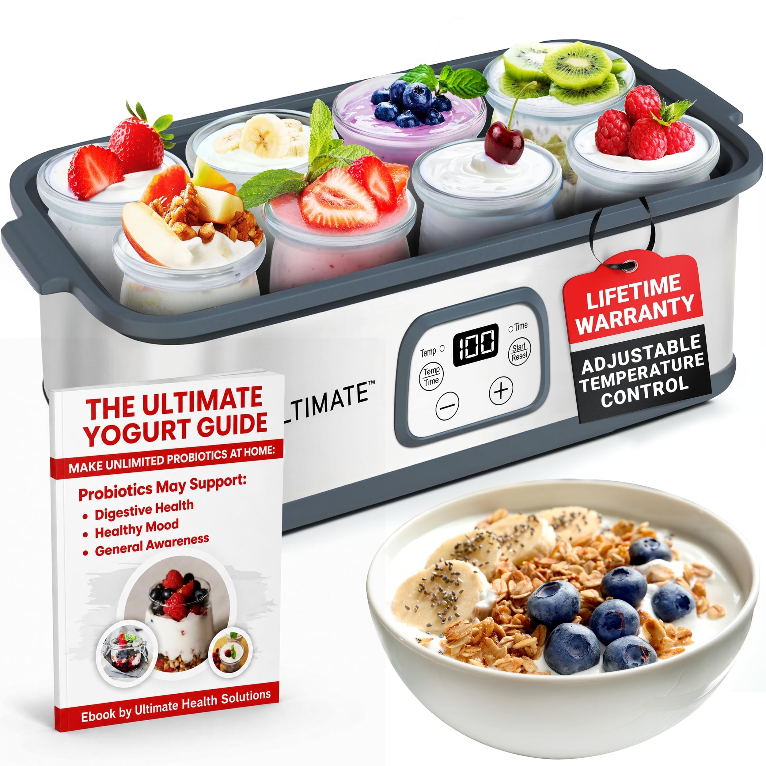 Ultimate Probiotic Yogurt Maker - Make Billions of Live Probiotics with Adjustable Temperature and Time Control - Get Better Gut Health - - Perfect Kitchen Gift-image-43