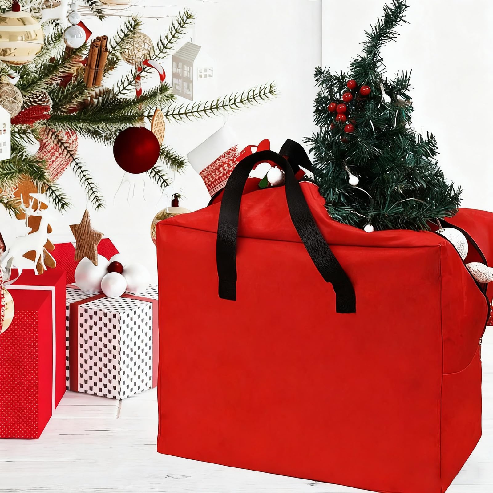 Sacchetti portaoggetti per albero di Natale, decorazione per le vacanze | organizzativa con cerniera, organizer per albero artificiale per casa, ufficio, dormitorio universitario, appartamento