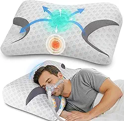 IKSTAR Almofada CPAP para quem dorme de lado – serve para todos os tipos de máscara CPAP – Espuma viscoelástica ajustável com recortes contornados para pessoas que dormem de lado, costas e estômago