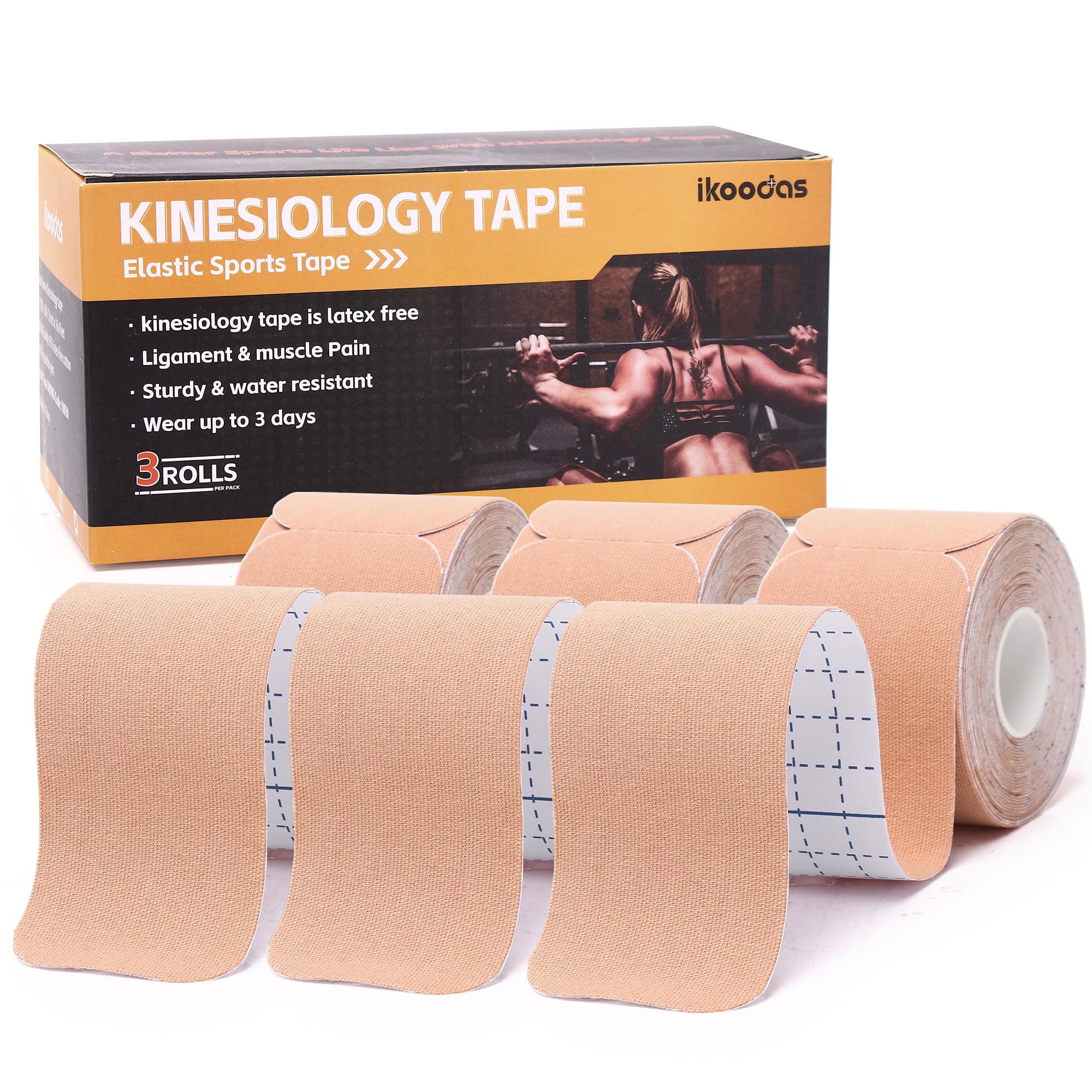 Lot De 4 Bandes De Kinésiologie Bleues Prédécoupées, Tape