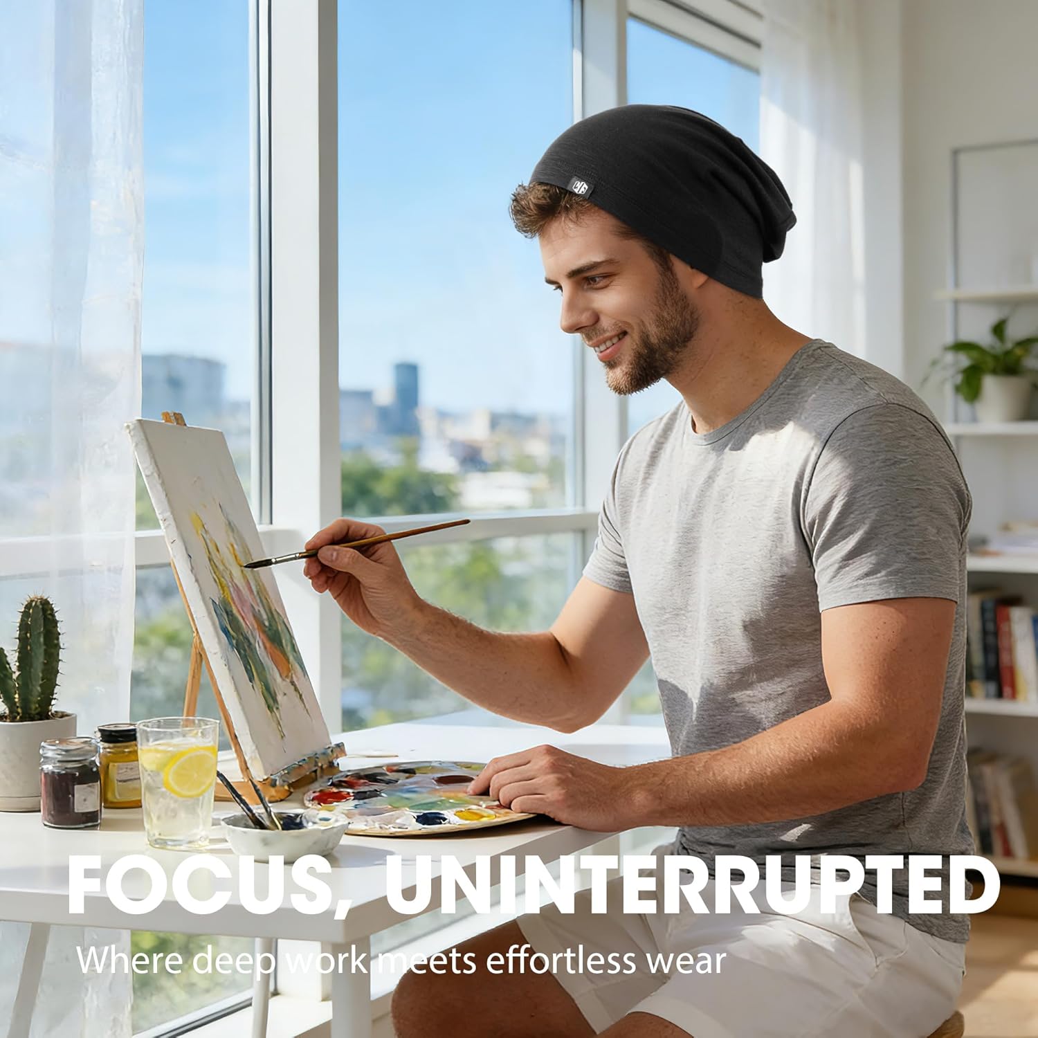 2-Pack Slouchy Beanie Skull Cap for Men & Women, Comfortable & Lightweight for Running Workout Daily Casual - Image 4