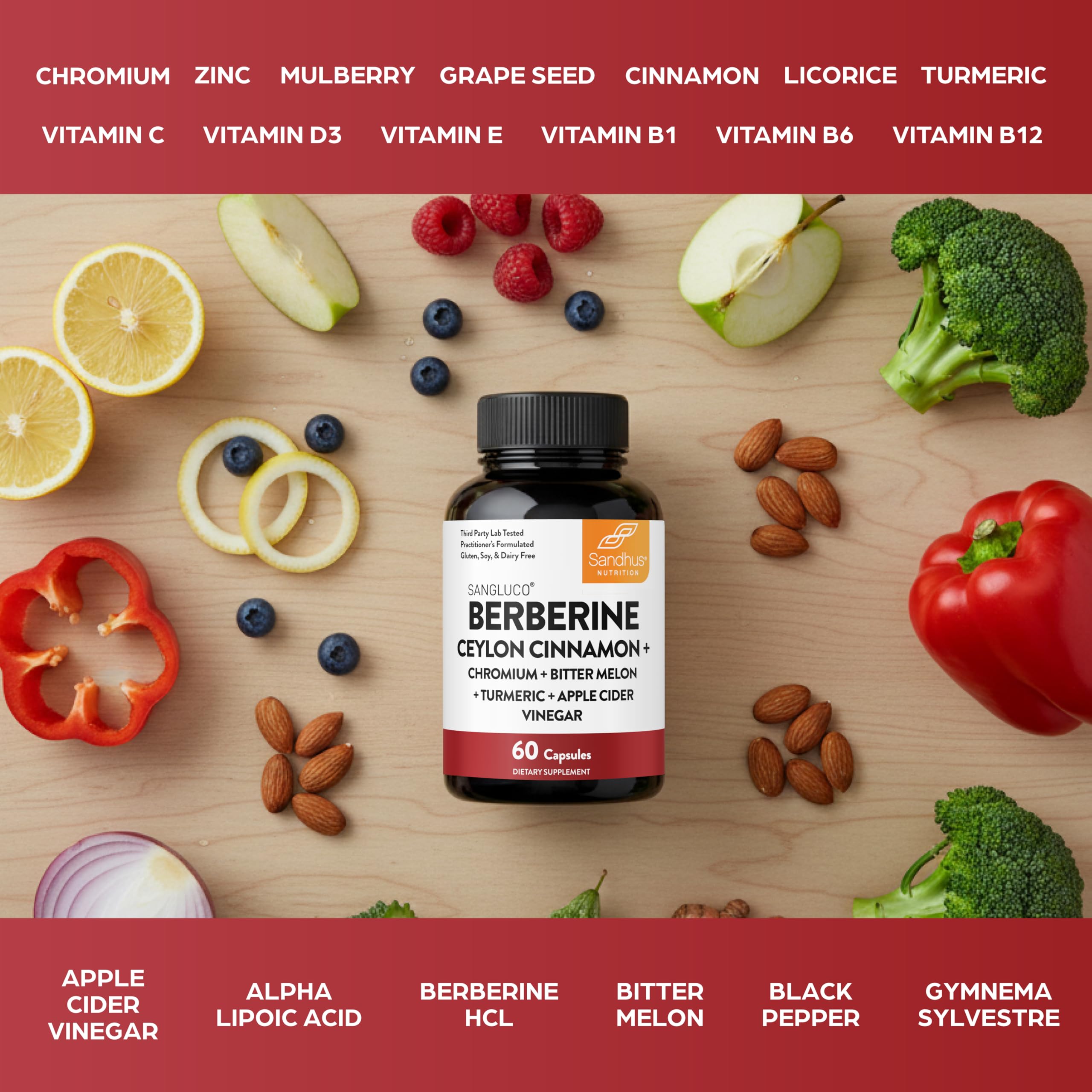 Sangluco Berberine Ceylon Cinnamon Chromium Turmeric Apple Cider Vinegar Bitter Melon Supplement | Supports Healthy Levels Already Within Normal Range | 60 Capsules — Amazon image 6