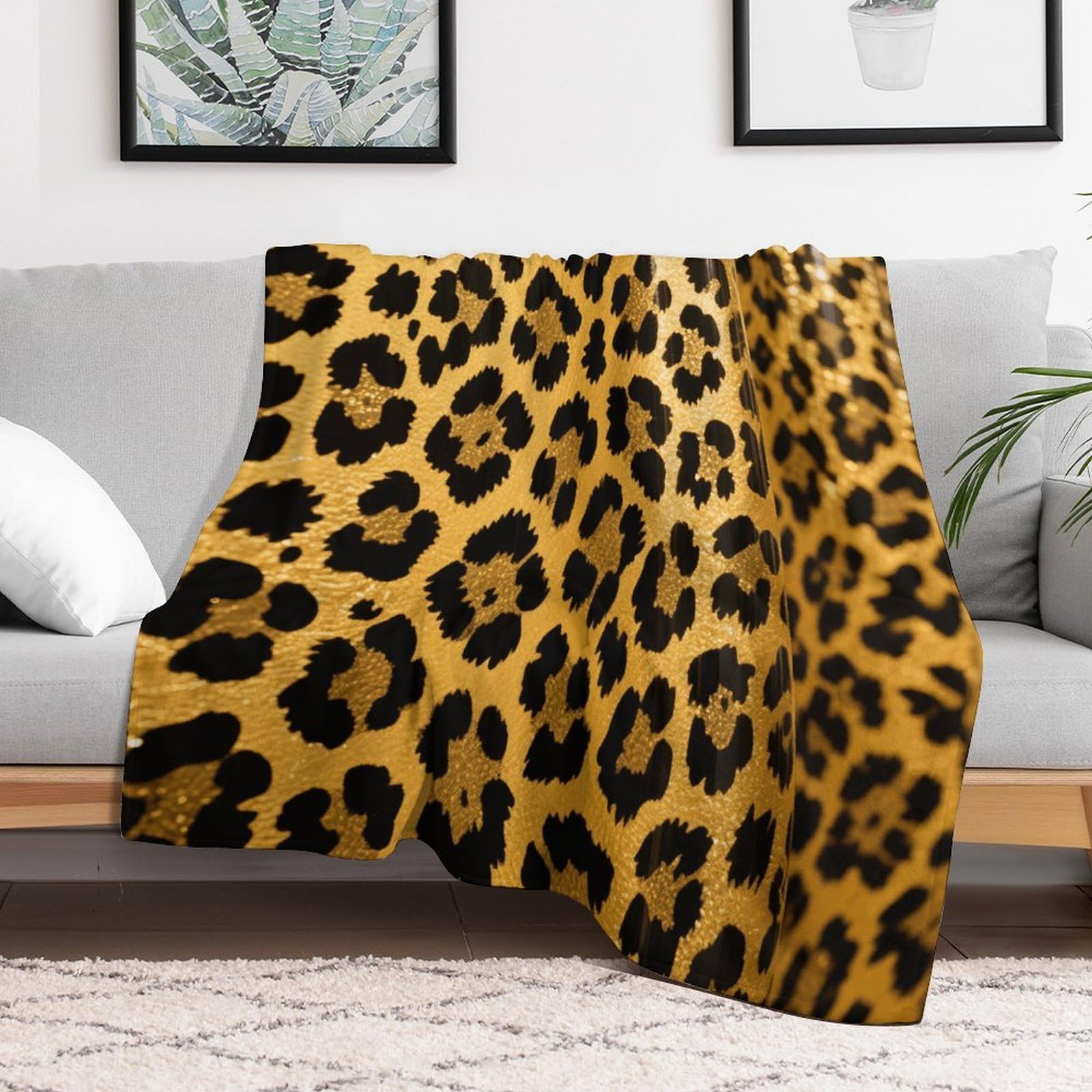 Couverture polaire personnalisée flanelle léopard confortable pour lit et sofa douillet