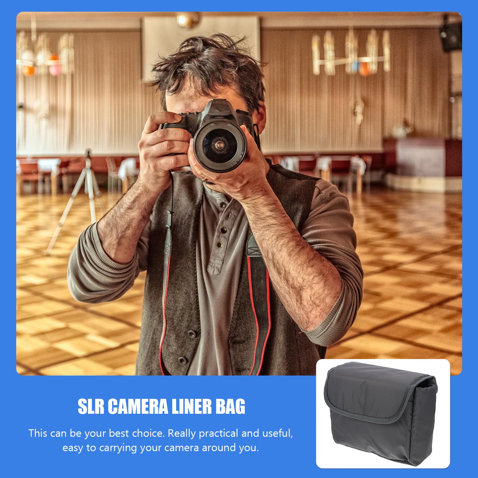 Amosfun Bolsa para Cámara Acolchada Compacta para Mochila, Estuche Plegable Portátil para Cámara Digital y Lentes, Inserto Protector contra Rasguños para Fotografía de Viaje