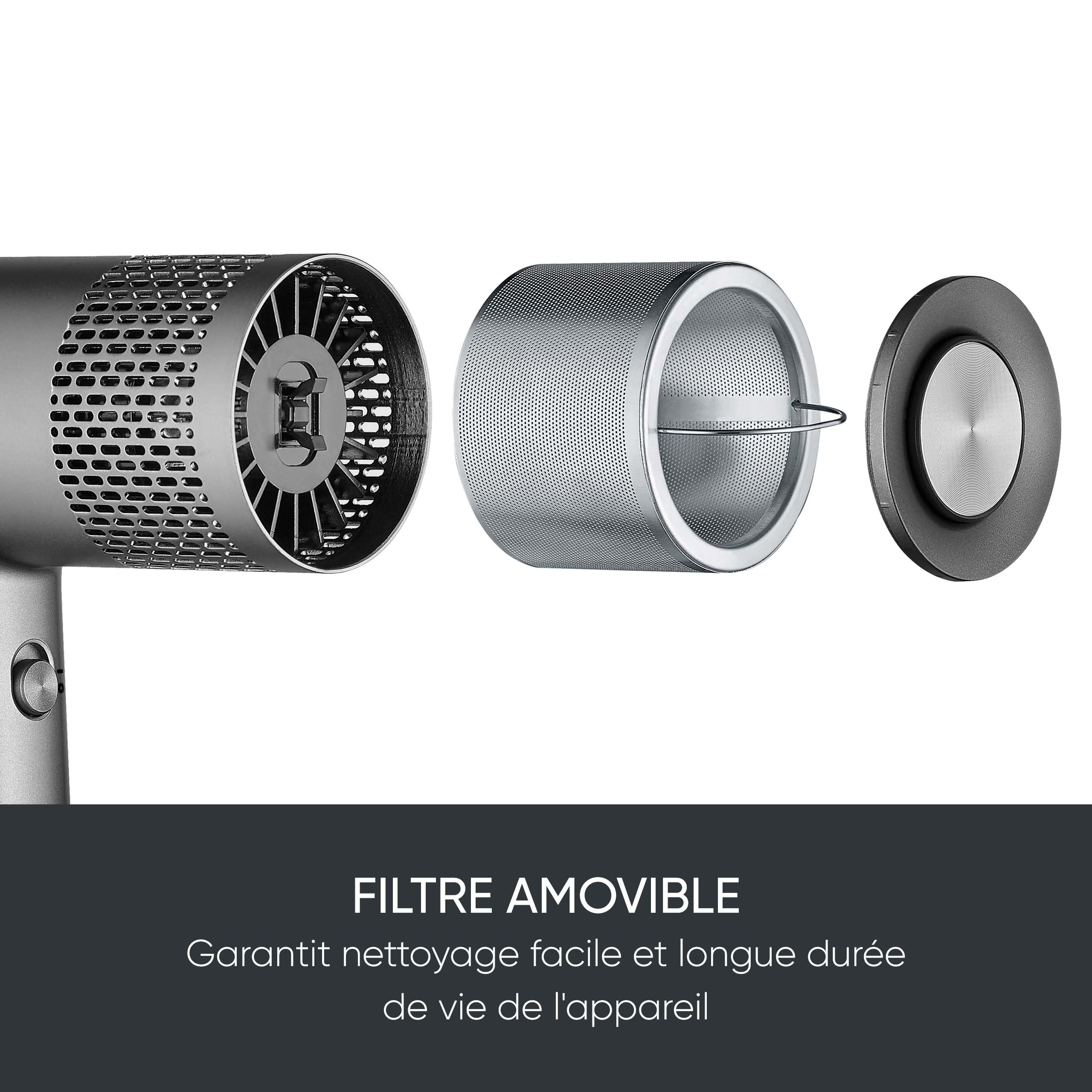 SEVERIN Seche cheveux performant avec moteur BLDC et technologie ionique, Sèche cheveux avec diffuseur et concentrateur magnétiques, sèche-cheveux puissant 2 000 W, Gris, HT 0171