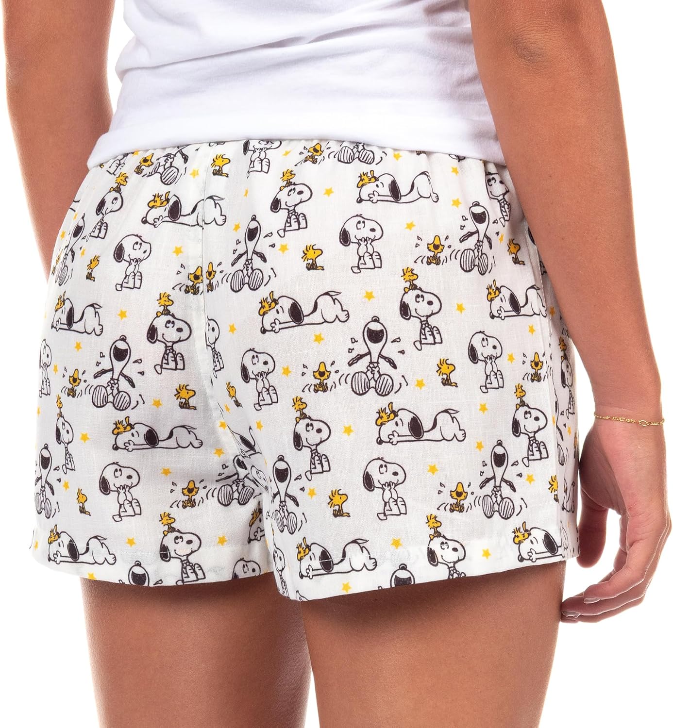 Peanuts Pajamas Women's Snoopy And Woodstock Stars Micro Boxer Shorts Lounge Bottoms - Image 2
