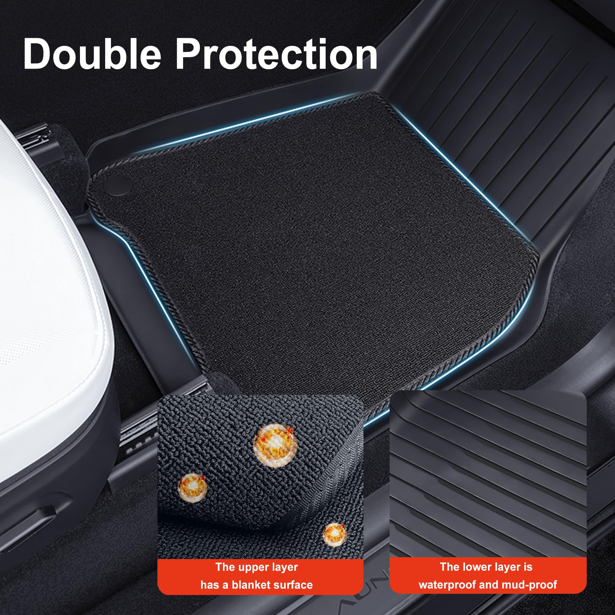 3W Set 7 di Tappetini per Tesla Model Y Juniper 2025 2026 (Non per New Standard 2026) in Thorex™ (Inclusa Moquette) e Tappetini per il Bagagliaio, Resistente e Tappeto Bagagliaio in TPE