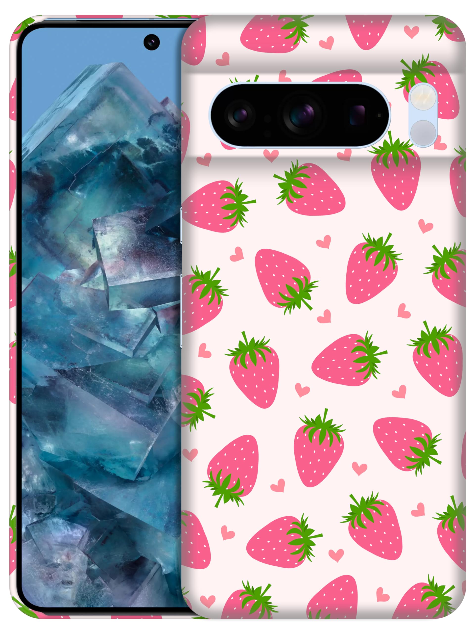 SuzaCase Back Case for Google Pixel 8 Pro 5G, Pixel 8 Pro Case with Stylish Strawberry Pink Pattern Design Printed Cute, Sleek Durable Hardshell