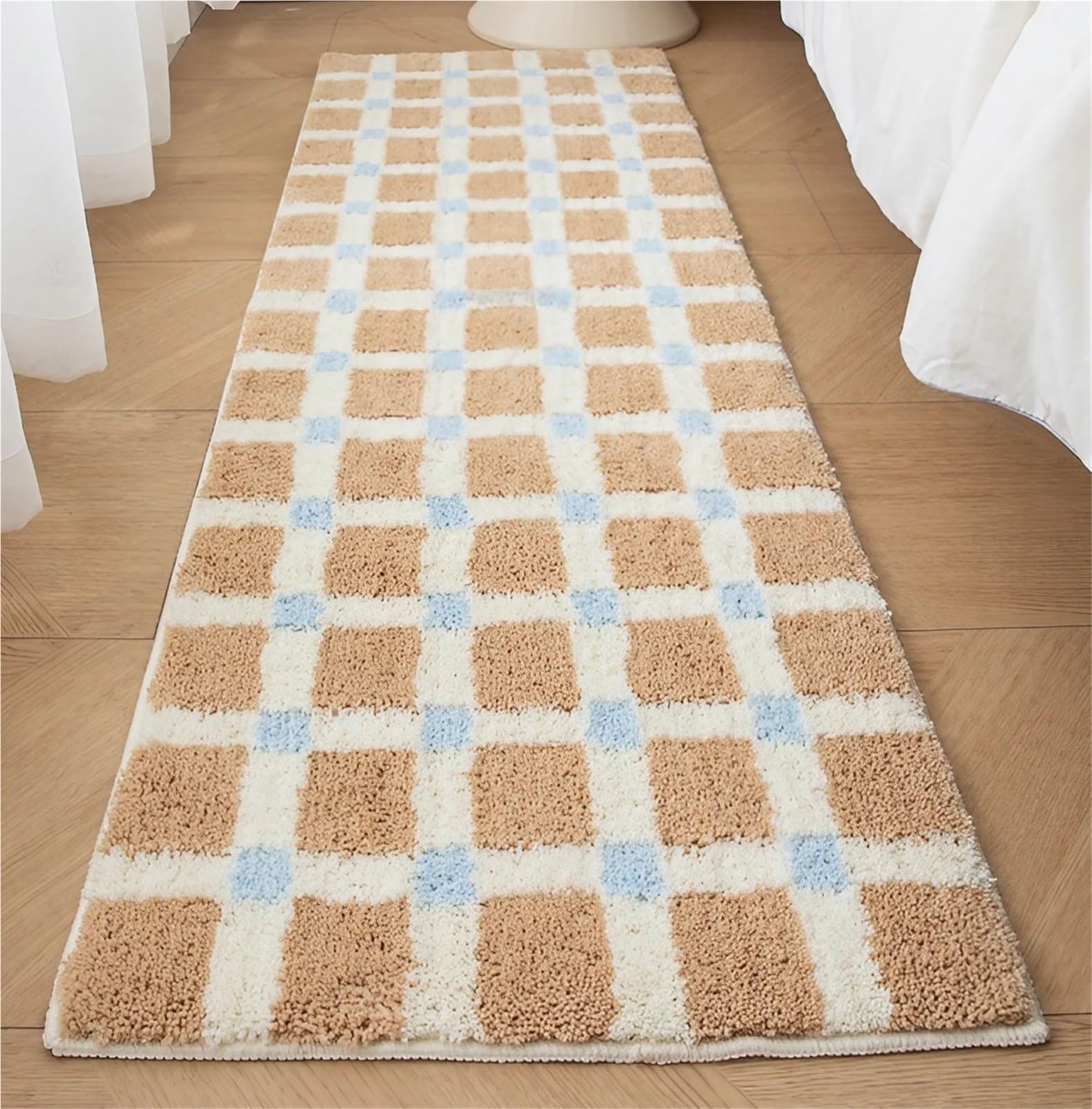 Tapis moelleux à poils longs kaki de qualité supérieure en microfibre 60x180