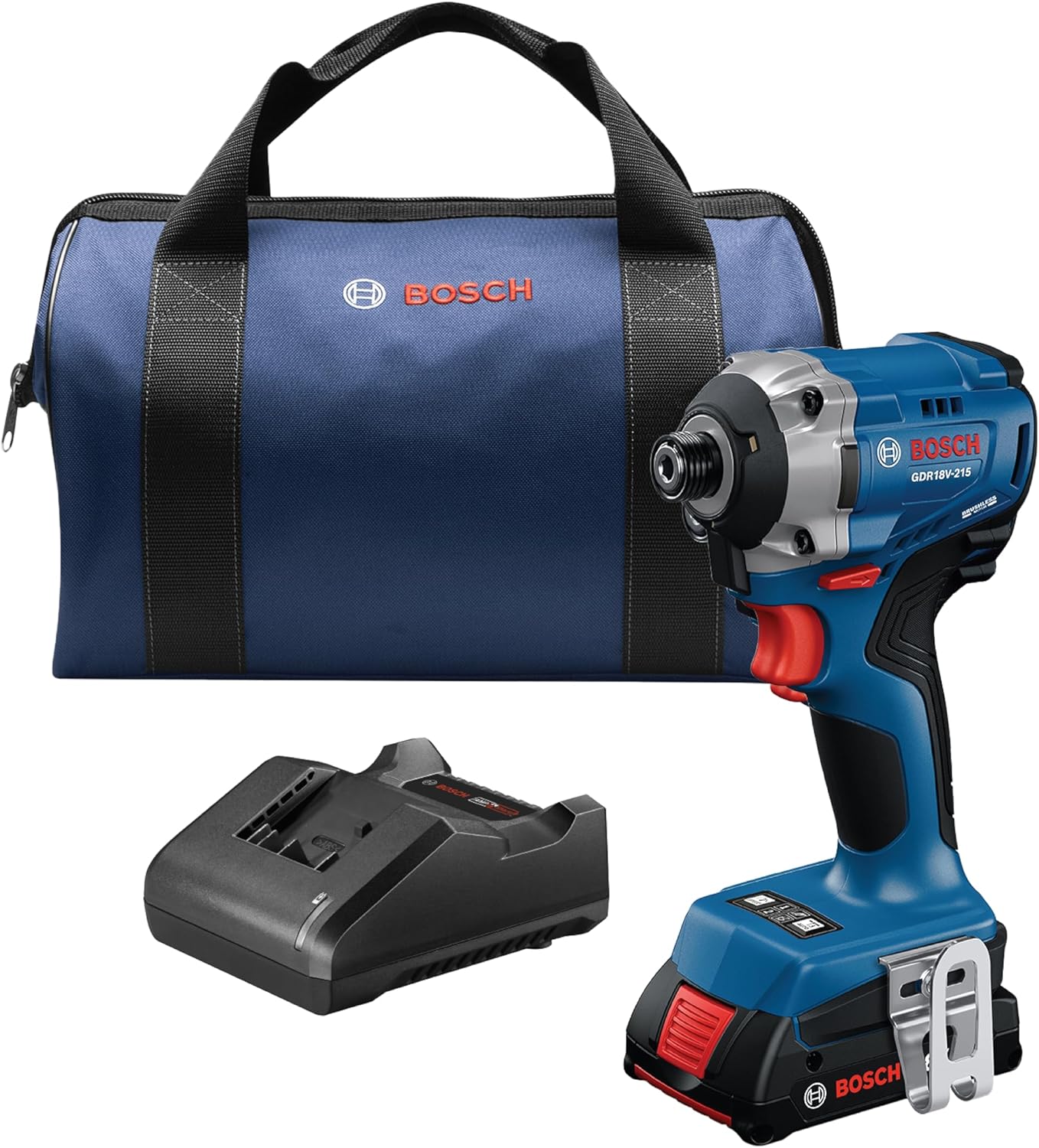 BOSCH GDR18V-215B12 18V Brushless Impact Driver Kit with BAT612 2 Ah Battery, Charger, and Carrying Bag
