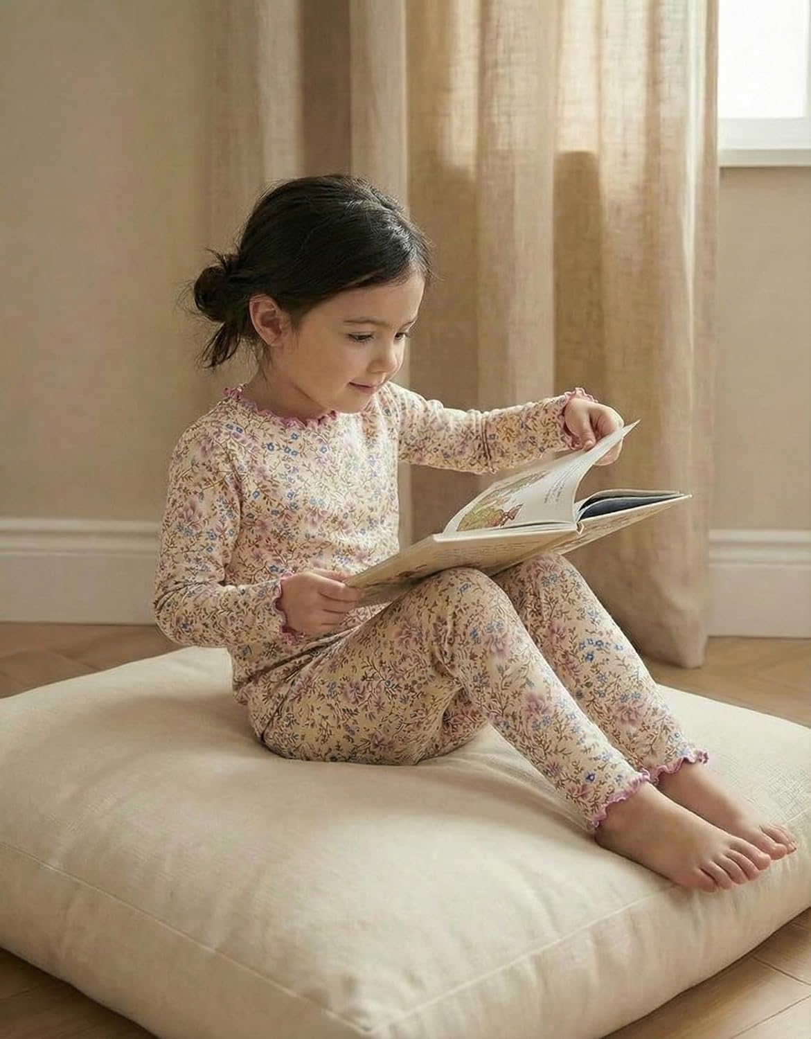 moimoln 6M-8Y Baby Toddler Girls Floral Modal Cotton Long Sleeve Pajamas