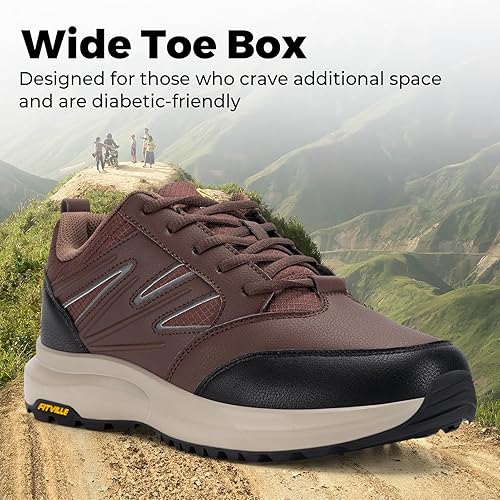 Chaussures De Randonnée Extra Larges FitVille Pour Homme - Imperméables Et Antidérapantes - Semelle Crampons 5 Mm - Confort Largeur Pieds Larges - Pour Trekking, Camping, Randonnée
