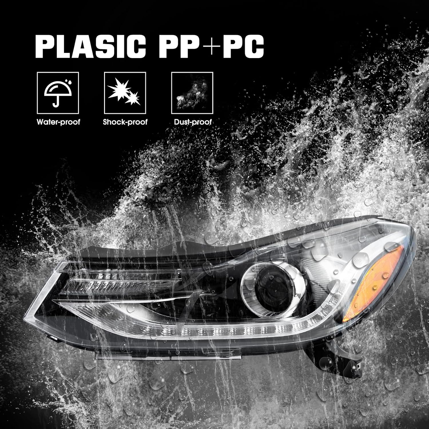 Headlight Assembly Compatible with 2017 2018 2019 2020 2021 2022 Chevy Trax Halogen with LED DRL Model Replacement Headlamp Front Lights L42725480 R42725481 (Passenger Right Side)