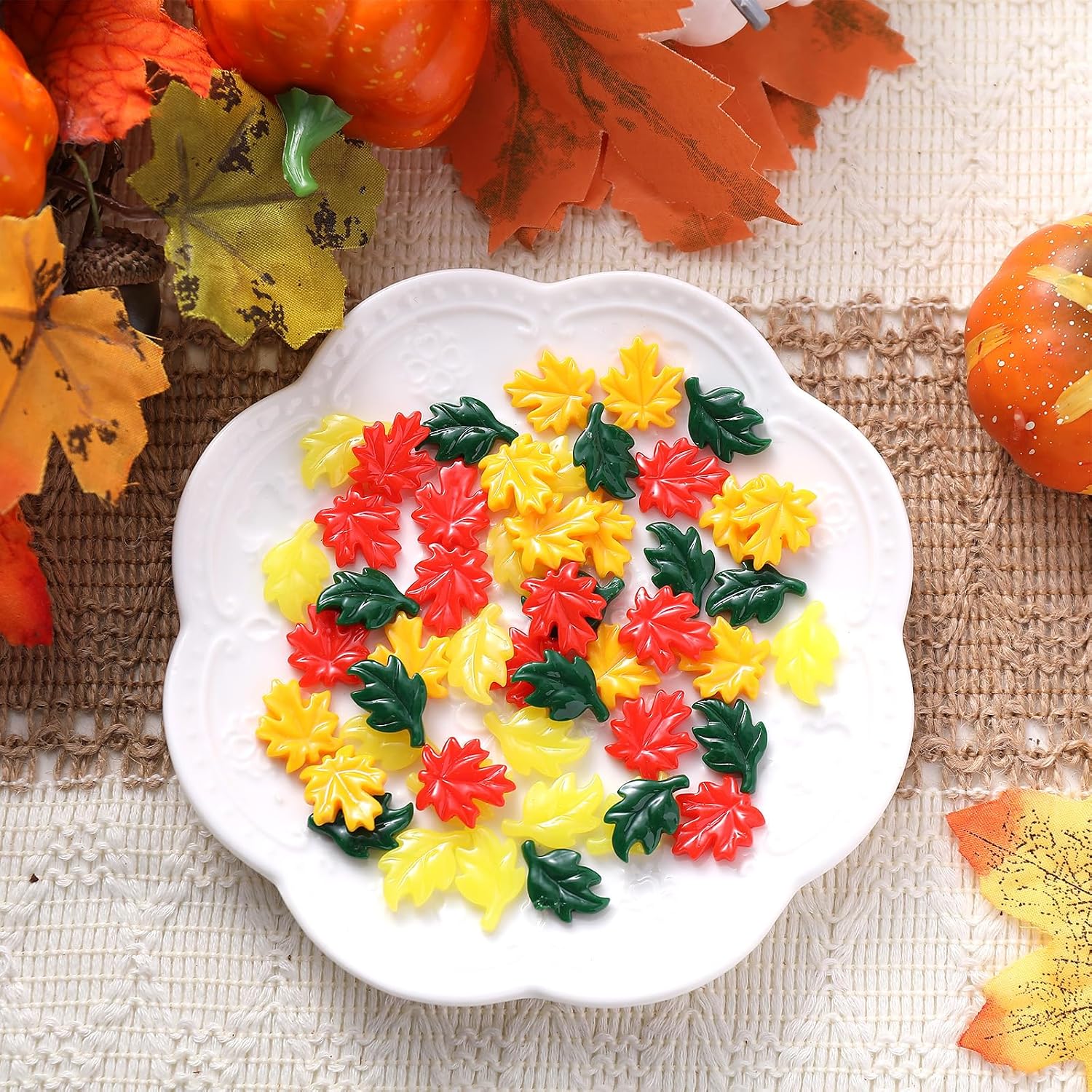 Chunful 50 Pack Resin Maple Leaf Miniatures for Fall Decor
