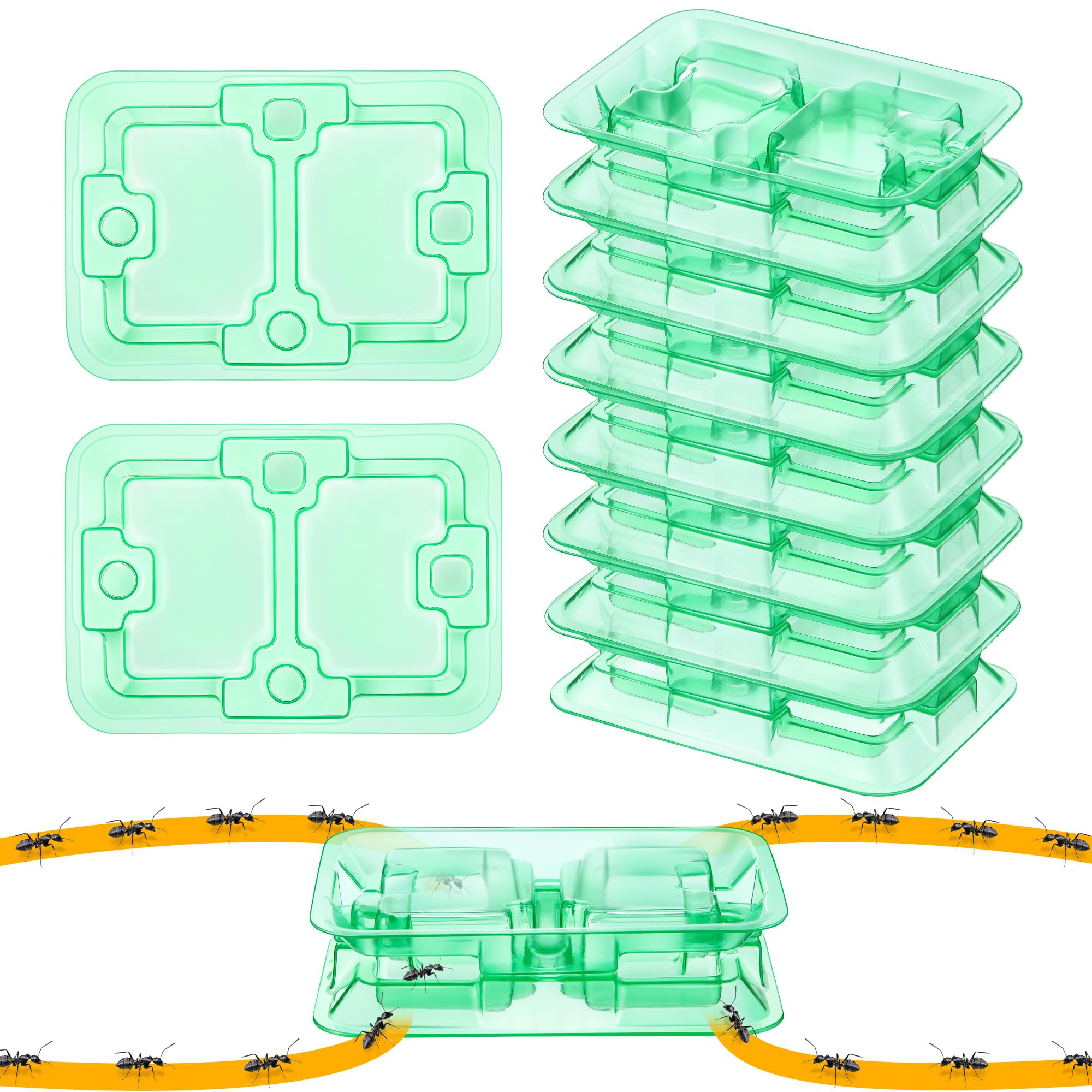 16 Set Ant Bait Stations Refillable, Indoor &amp; Outdoor, Standard Size, Green
