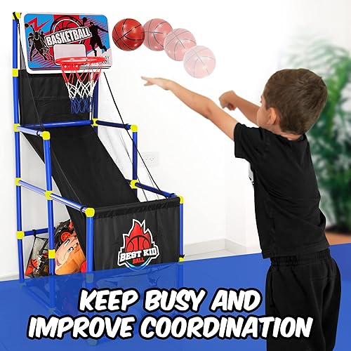 Miniatura 8 de BESTKID BALL Double Shot - Juego de arcade de baloncesto para interiores y exteriores, para niños de 3 a 9 años, regalo de fiesta de cumpleaños para