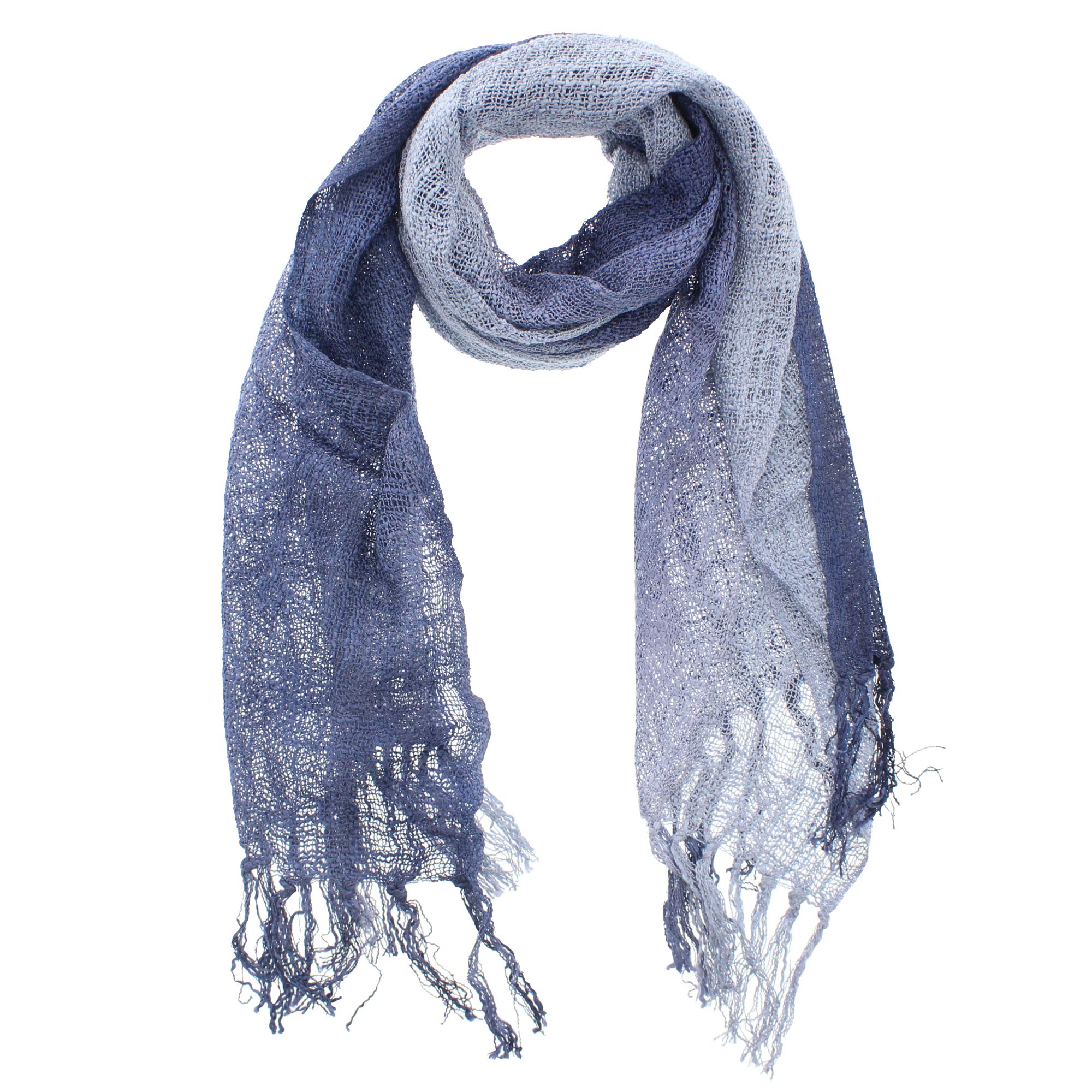 Zac's Alter Ego Women's Blue Lightweight Two Tone Colour Cotton Scarves