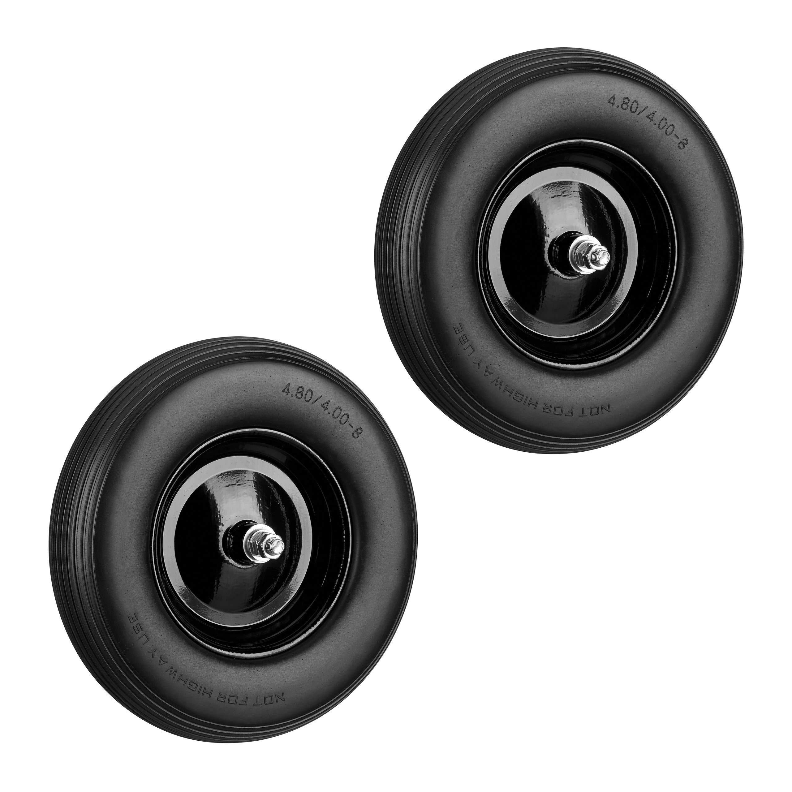 Relaxdays Solid Rubber Wheelbarrow Tyre With Axle, 4.80 4.00-8 Spare