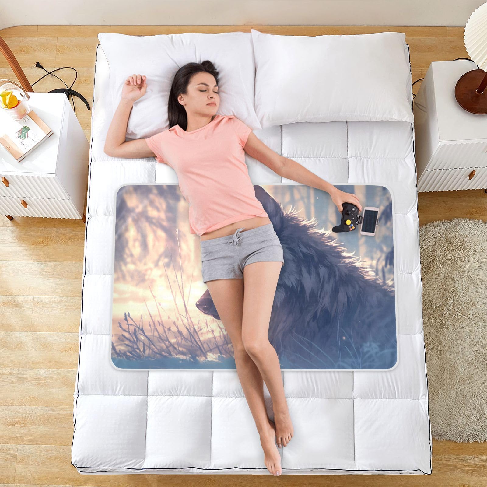 CEBUGI 34” x 52”Washable Underpads Heavy Absorbency Waterproof Incontinence Bed Pads Wolf Pee Pads for Adults Kids and Baby