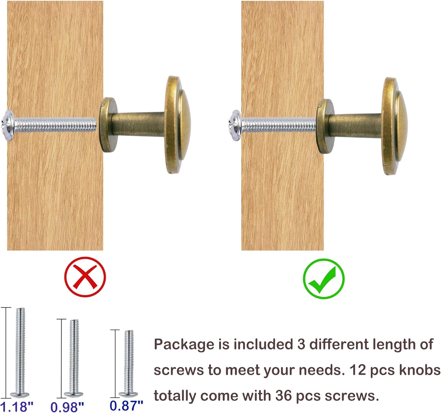 Bronze Vintage Dresser Knobs 12 Pack Antique Round Cabinet Knobs Pulls for Kitchen Metal Round Drawer Knobs Cupboard Closet Wardrobe Zinc Alloy Door Knobs with 3 Sized Screws for Furniture