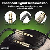 Vista 7 de GEARit Cable de instrumento de guitarra (3 pies paquete de 2) de 1/4 de pulgada a 1/4 de pulgada TS recto macho a macho de 0.250 in mono Jack