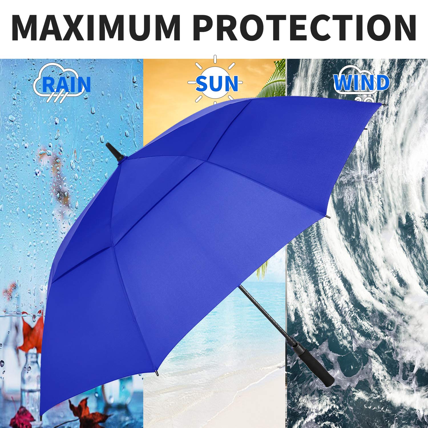 MRTLLOA 68 Inch Automatic Open Royal Blue Golf Umbrella, Extra Large