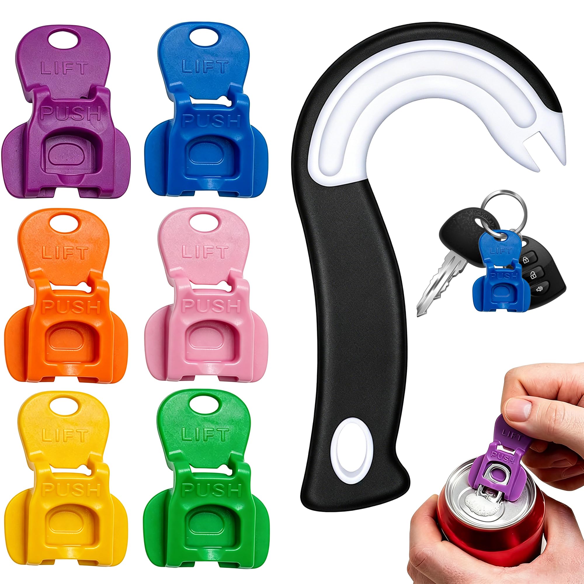 6PCS Drinks Can Opener and Reusable Soda Can Lids Set