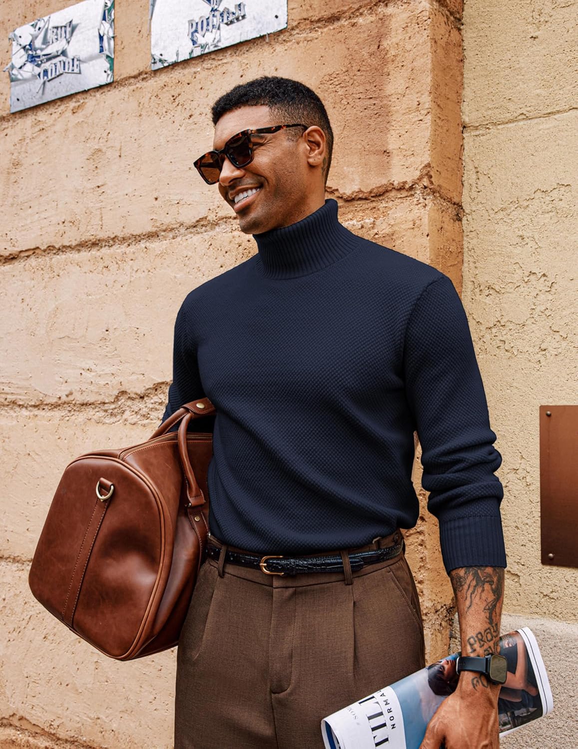 PJ PAUL JONES Mens Turtleneck Sweaters Long Sleeve Mock Neck Knit Sweaters Ribbed Slim Pullover Sweater - Image 4