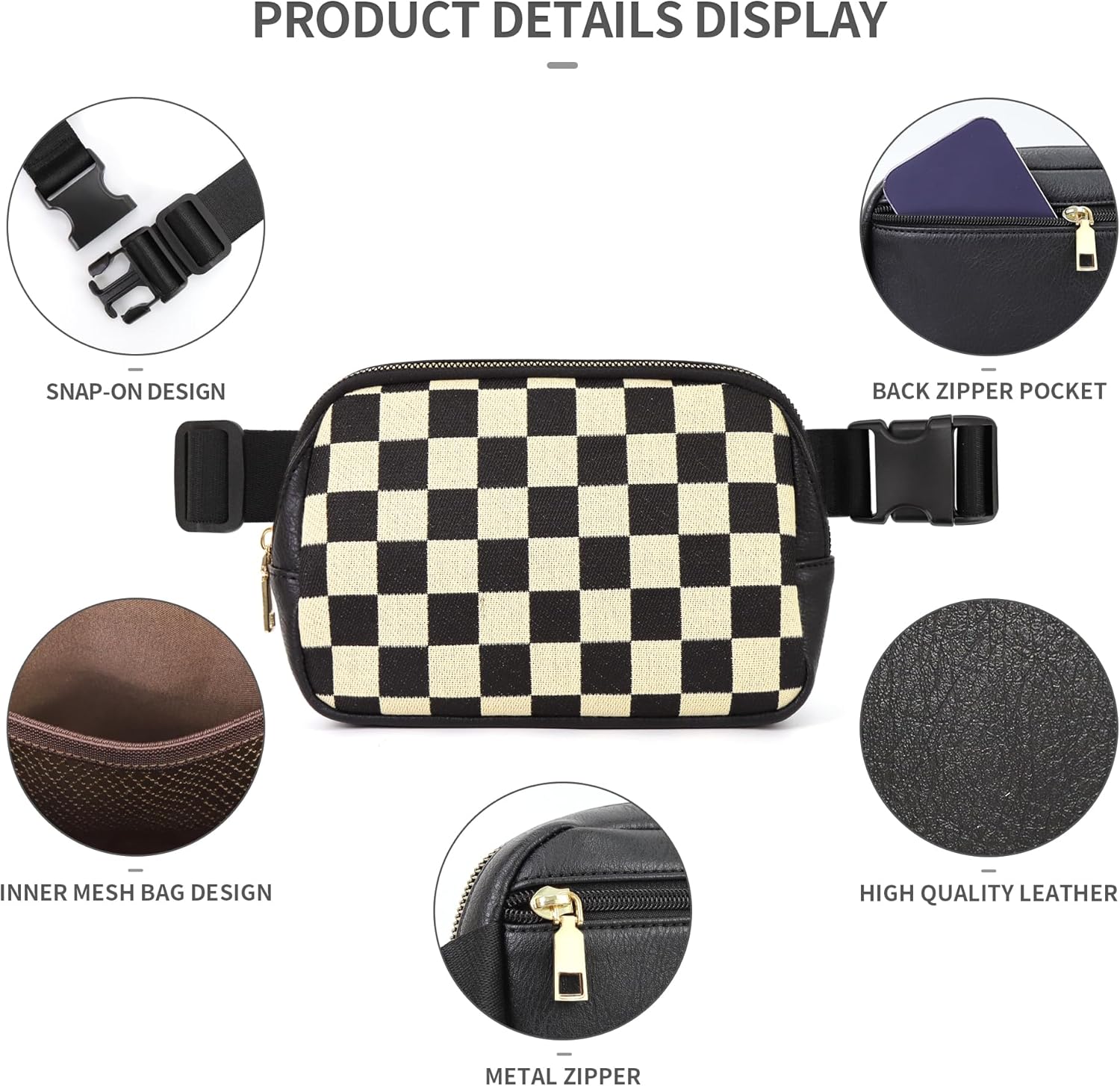 Sling Bag Crossbody Bags For Women Plaid Striped Fanny Packs Chest Bag for Work Shopping