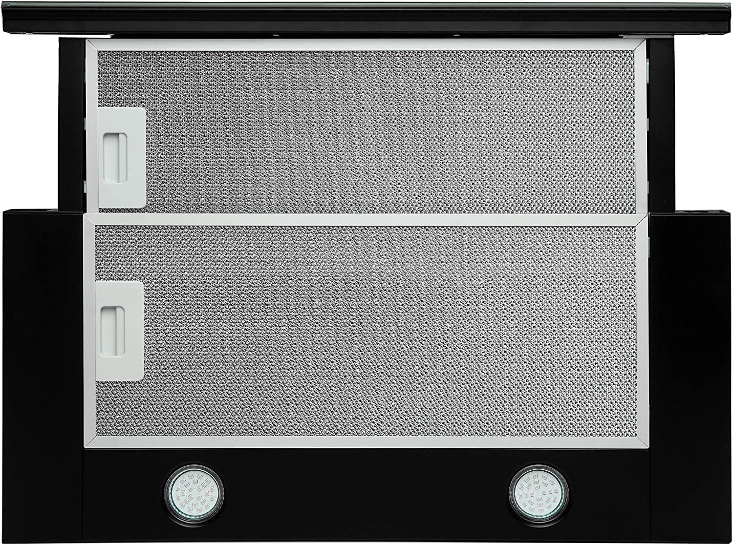 Gurari Campana extractora plana GCH B 117 BL Prime Incl. recirculación de aire, juego de extracción, campana extractora 60 cm, negra, cristal negro, 1000m³/h, aspiración muy potente, aire extraído