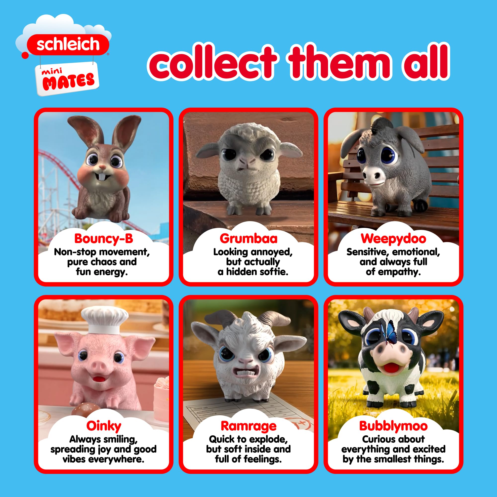 schleich | mini MATES - Serie 1 70679 | 24 pezzi | Figura da collezione | figura da collezione unica | figura dettagliata da collezione | regalo per ragazze e ragazzi