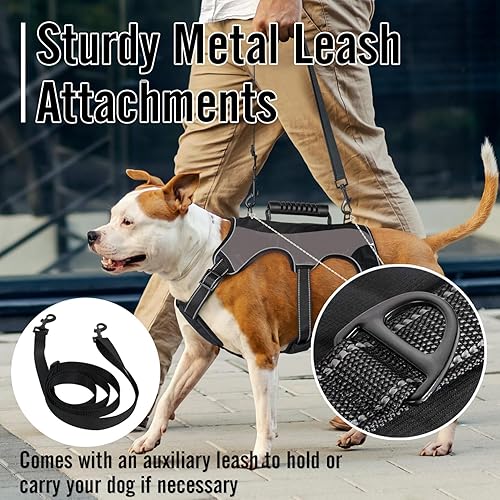 Miniatura 7 de Arnés para perro a prueba de escapes, chaleco reflectante ajustable sin tirones con asa de elevación y clip para correa, arnés de cuerpo completo