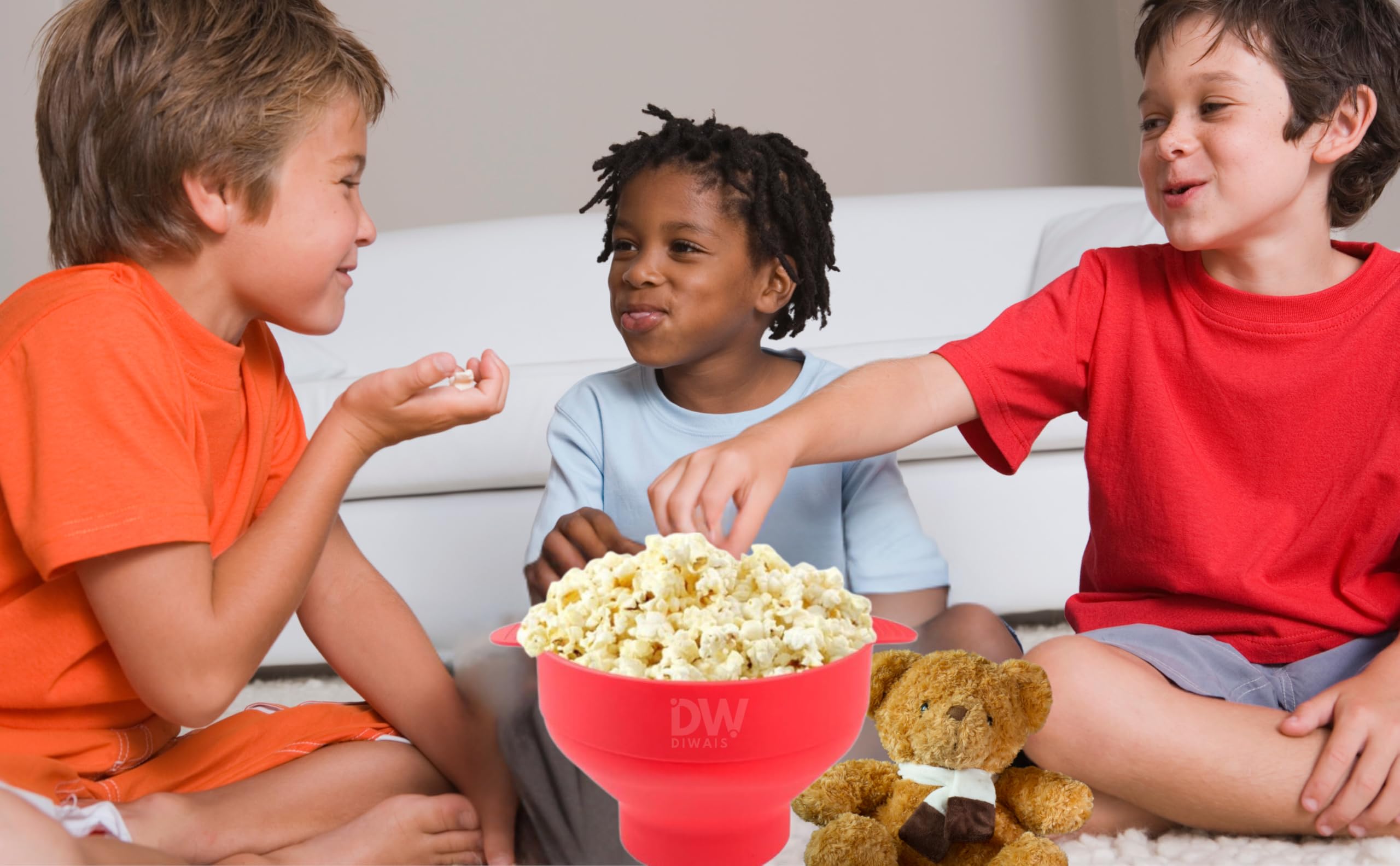 Składana miska do popcornu, maszyna do popcornu z pokrywką i uchwytem, łatwa do czyszczenia, silikonowa maszyna do popcornu do mikrofalówki, idealna na wieczory filmowe