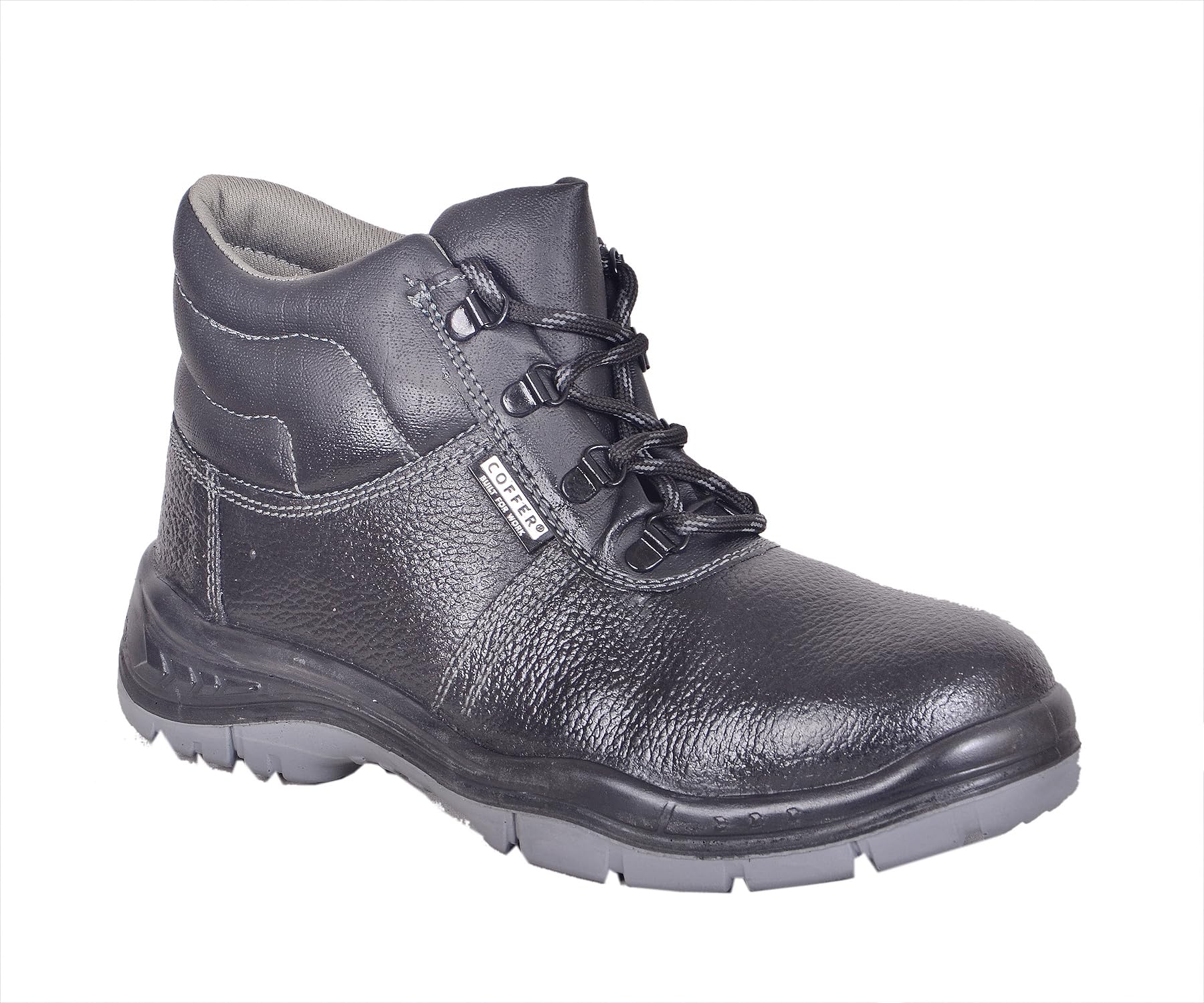 Men's High Ankle Black Steel Toe Safety Shoe-image-11