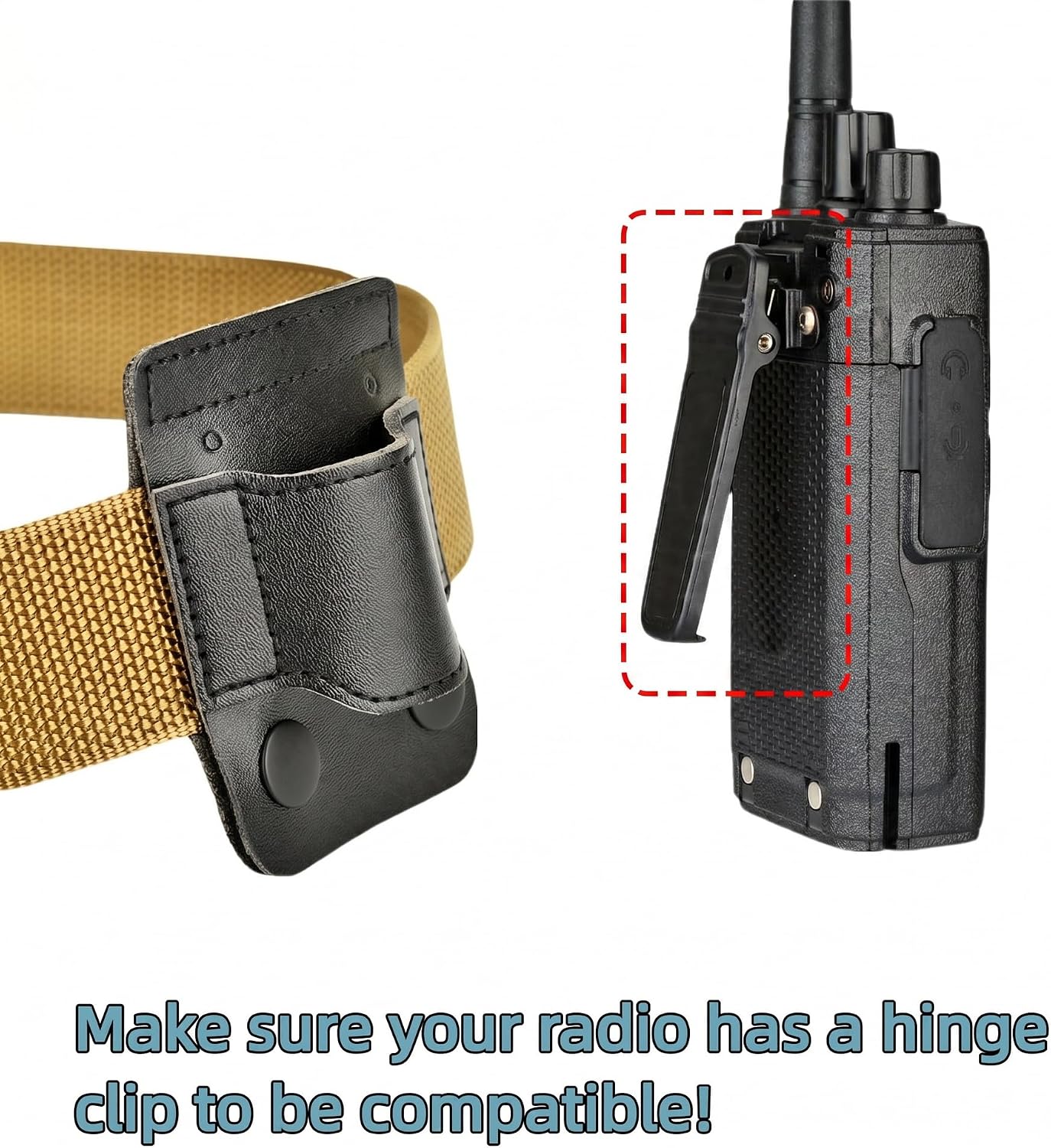 iGuerburn Tactical Radio Holder Duty Belt Clip for 1.5"/1.75"/2" Belts, Microfiber Leather Radio Pouch Radio Holster for Duty Belt Accessories