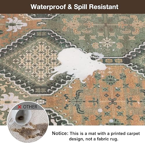 Miniatura 2 de Floor Mat for Home 5×7ft, Easy Clean Plastic Rug-Like Pattern Area Mat for Living Room, Waterproof Vinyl Area Rug for Under Kitchen Table, No Slip