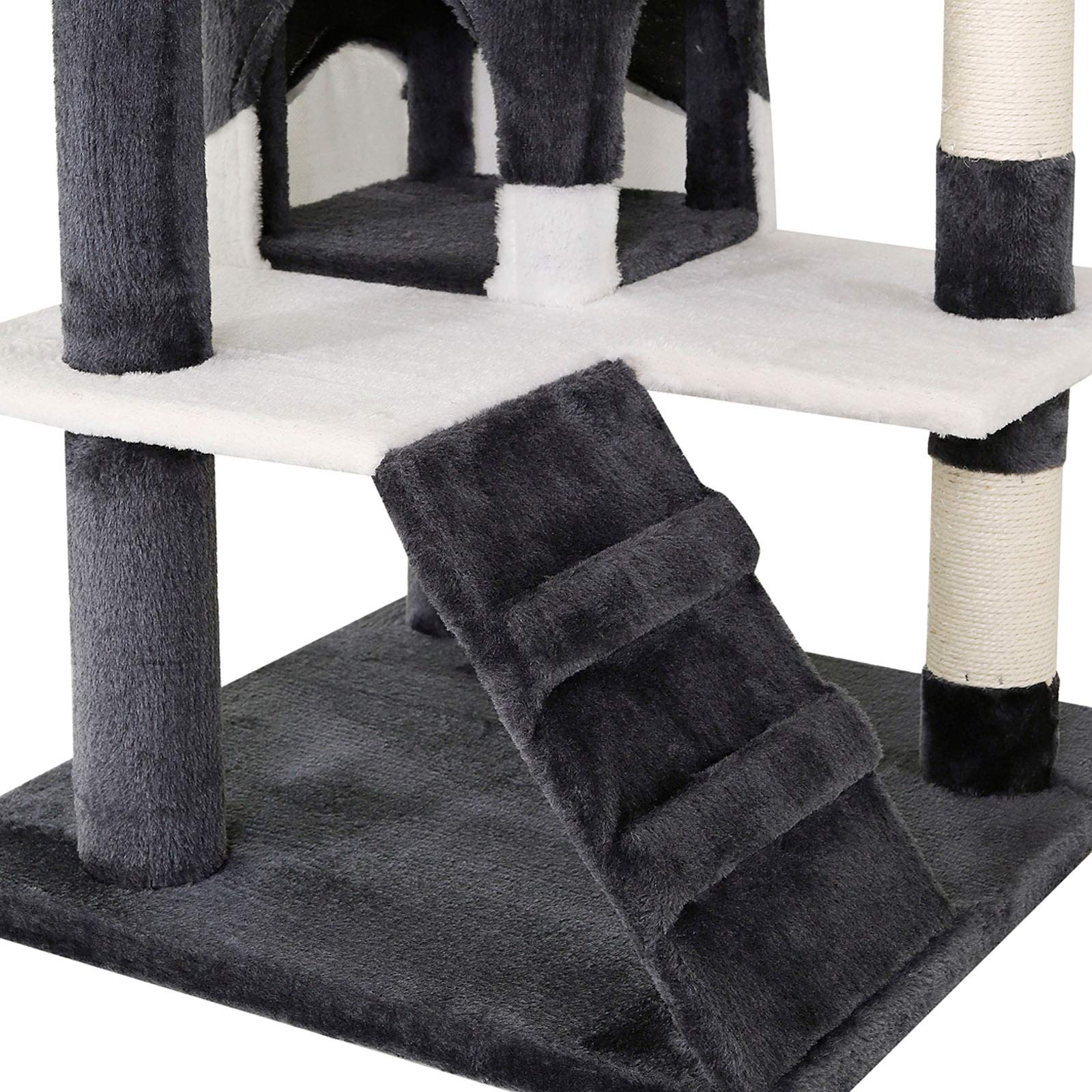 lionto krabpaal voor katten met hangmat & tunnel, hoogte 133 cm, kattenboom met sisaltouw & zacht pluche, comfortabele ligplekken & grotten, geschikt voor kleine & grote katten, beige/bruin