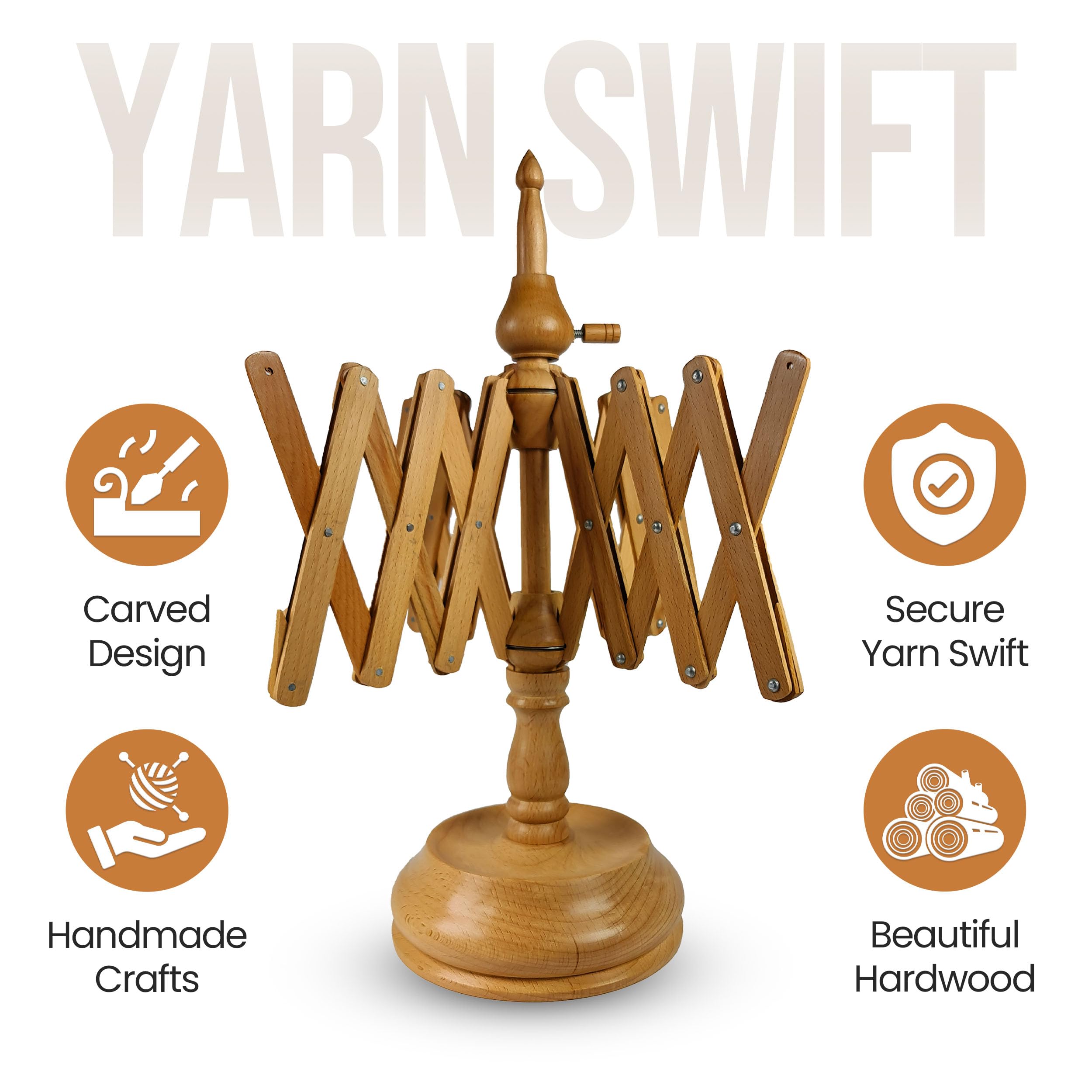 Swift - Avvolgitore per filato fatto a mano, portatile, pieghevole, in legno, per avvolgimento da matassa a palla, resistente (legno di faggio)