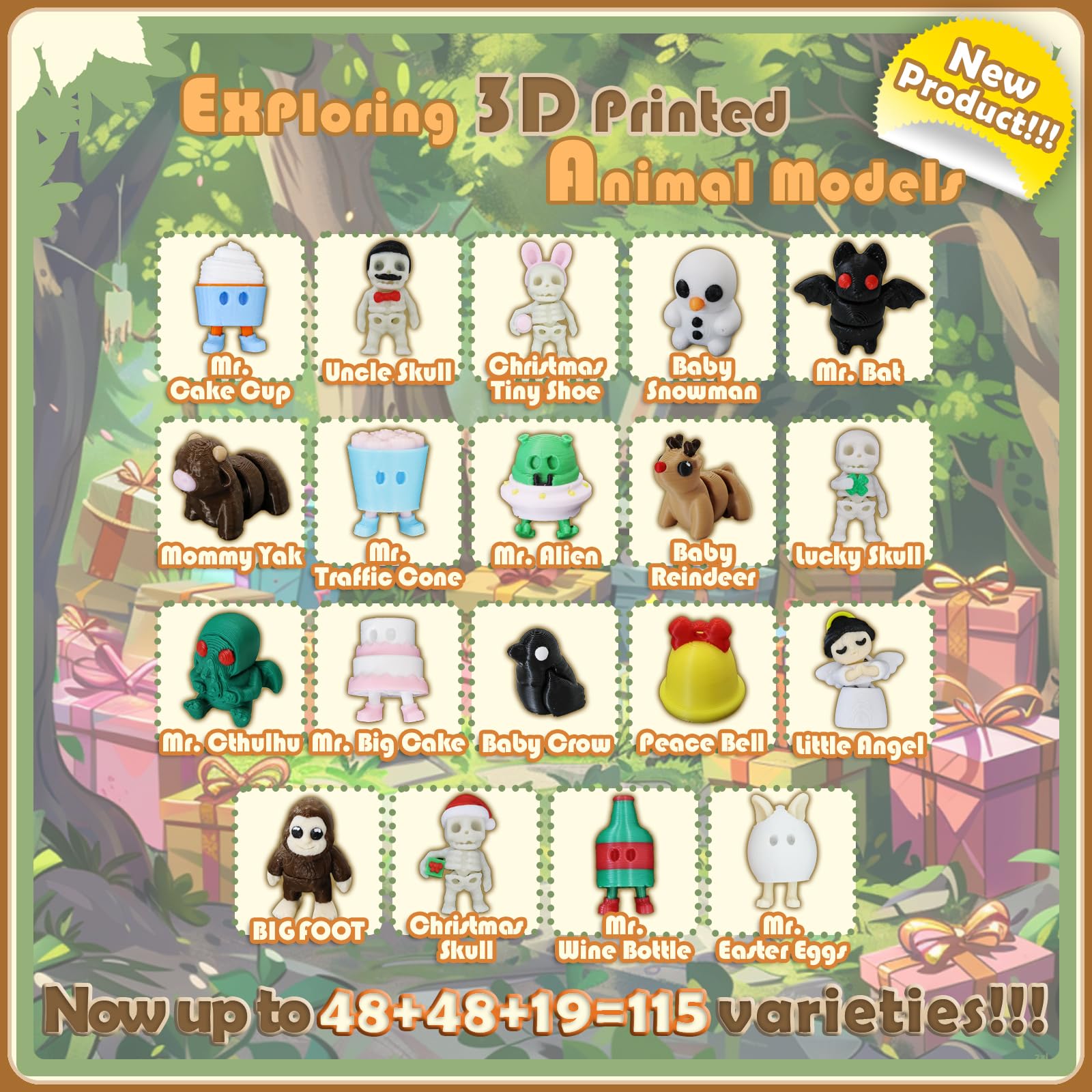 Zestaw figurek tajemniczych mini zwierząt, 30 szt., nadruk 3D, małe zwierzę, elastyczne fidget, nadruk 3D, urocze zwierzę, do dekoracji świątecznych, małe figurki zwierząt, wykwintne urocze zwierzątko