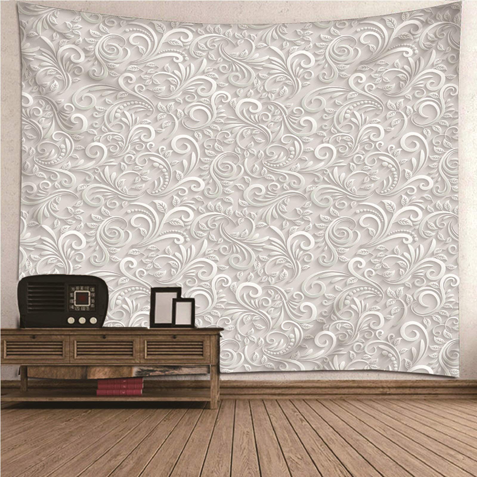 Tapiz de pared de estilo europeo con filigrana blanca en poliéster de 150x130 cm