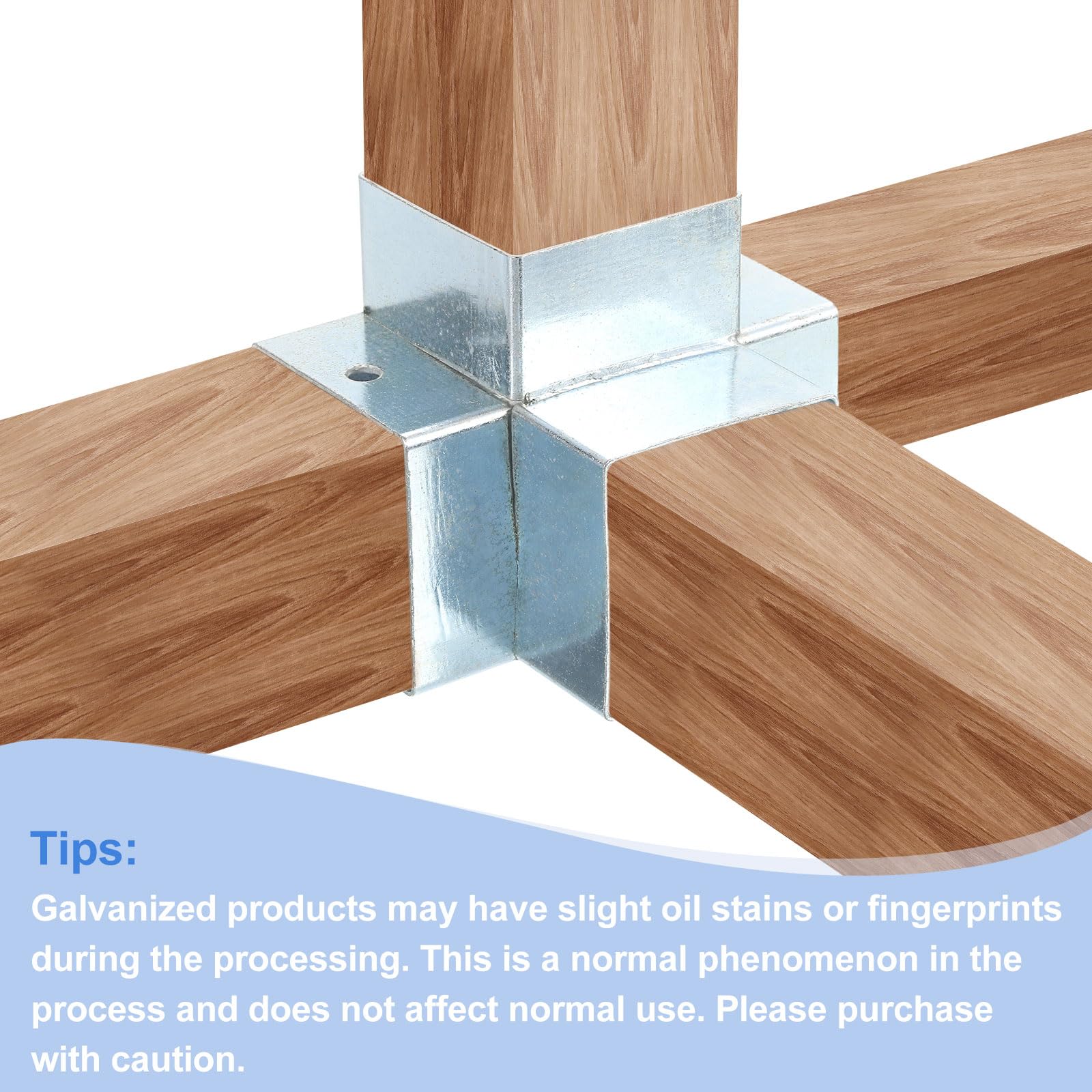 QUARKZMAN 4-Wege Pavillon Winkelverbinder Kit Rechtwinklige Eckhalterung Holzbau DIY Pfostenbasis Kit Für 2.4" x 2.4" Bauholz Für Outdoor Terrasse Pavillon Blockhütten (8 Stück)