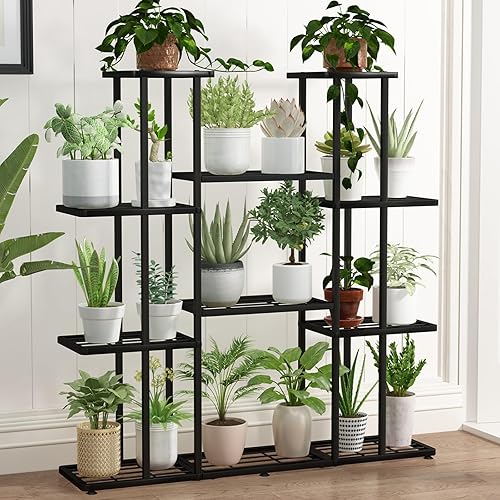 Miniatura 4 de Soporte para plantas de esquina de interior, organizador de plantas de metal escalonado de 4 niveles para 10 macetas, soporte para flores, múltiples