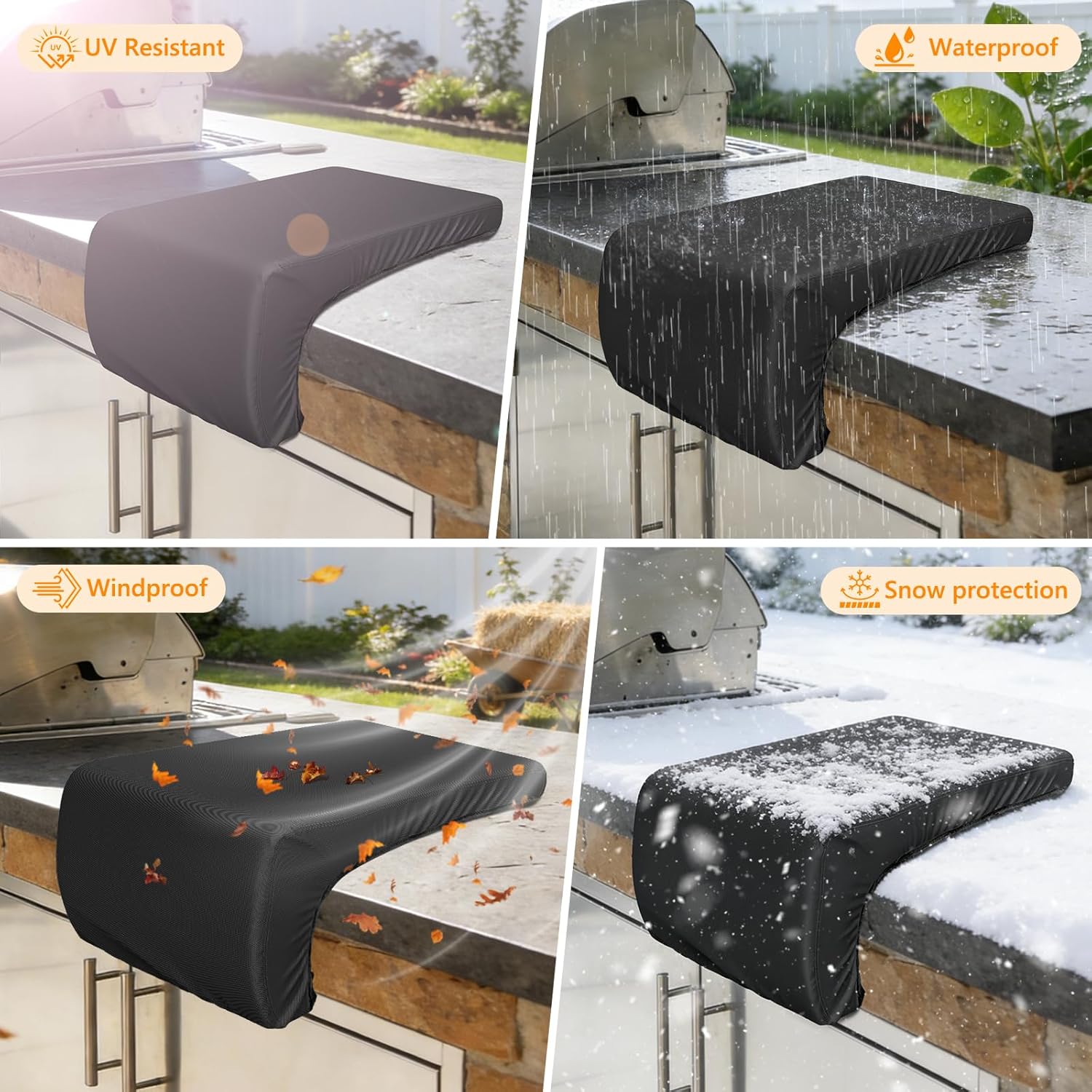 STARTWO Grill Cover for Built-in Double Side Burners,Black Heavy Duty Waterproof Outdoor Blaze Grill Burner Cover with Sun-Protective PU-Coated Lining,Suitable 24" L x 13" W x 11" H